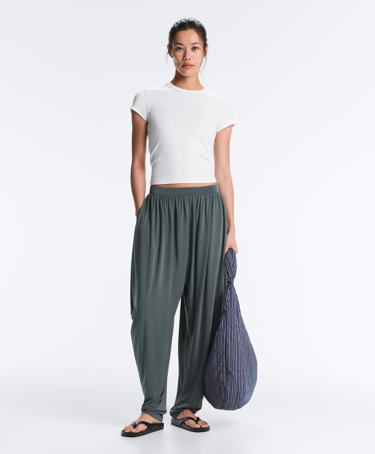 Modal blend bloomer trousers — STEEL GREY