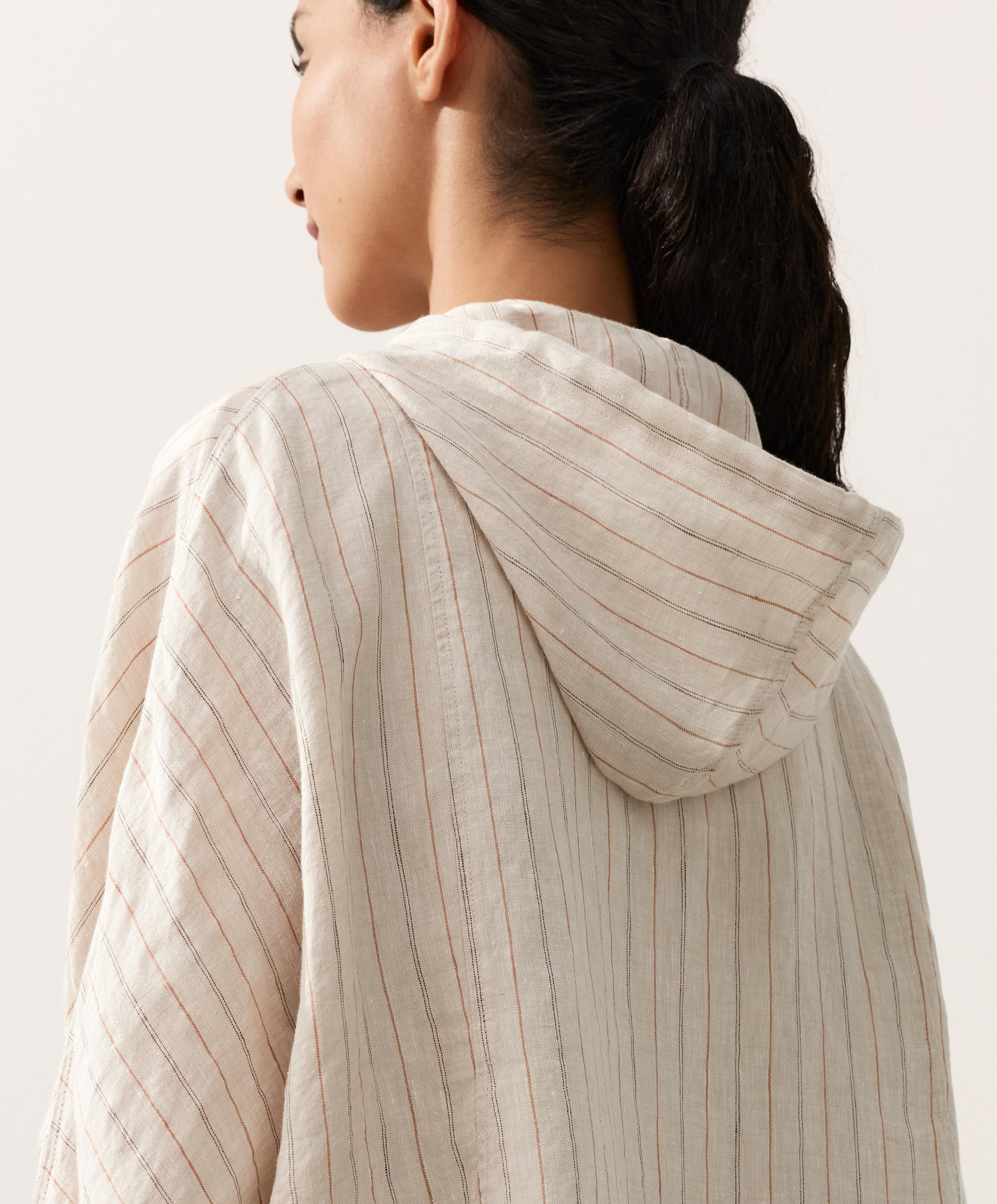 100% linen hooded jacket — SAND MELANGE