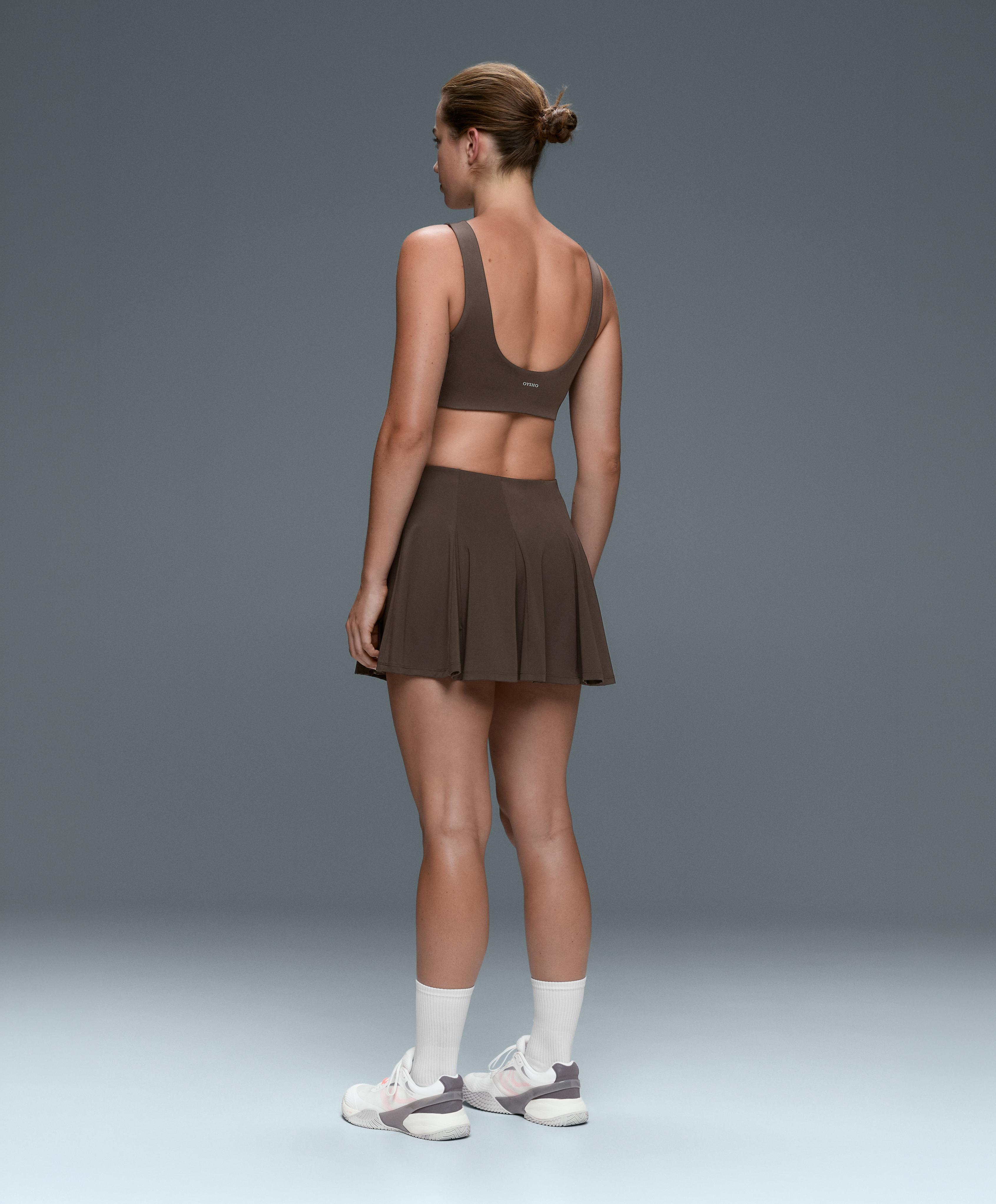 Light Touch godet short skirt — BROWN