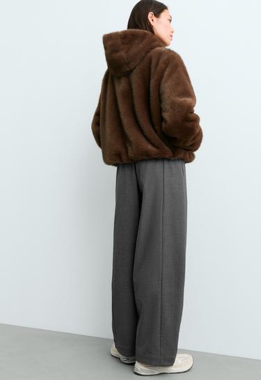 FELLEX® Aerogel padded jacket, Balloon faux-fur effect — COFFEE 6
