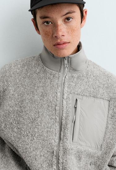 Faux-shearling pocket jacket — MID-GREY MELANGE 4