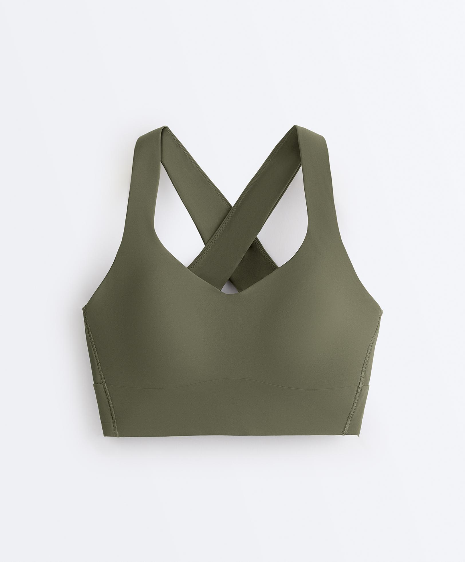 Medium-support Light Touch crossover bra — KHAKI
