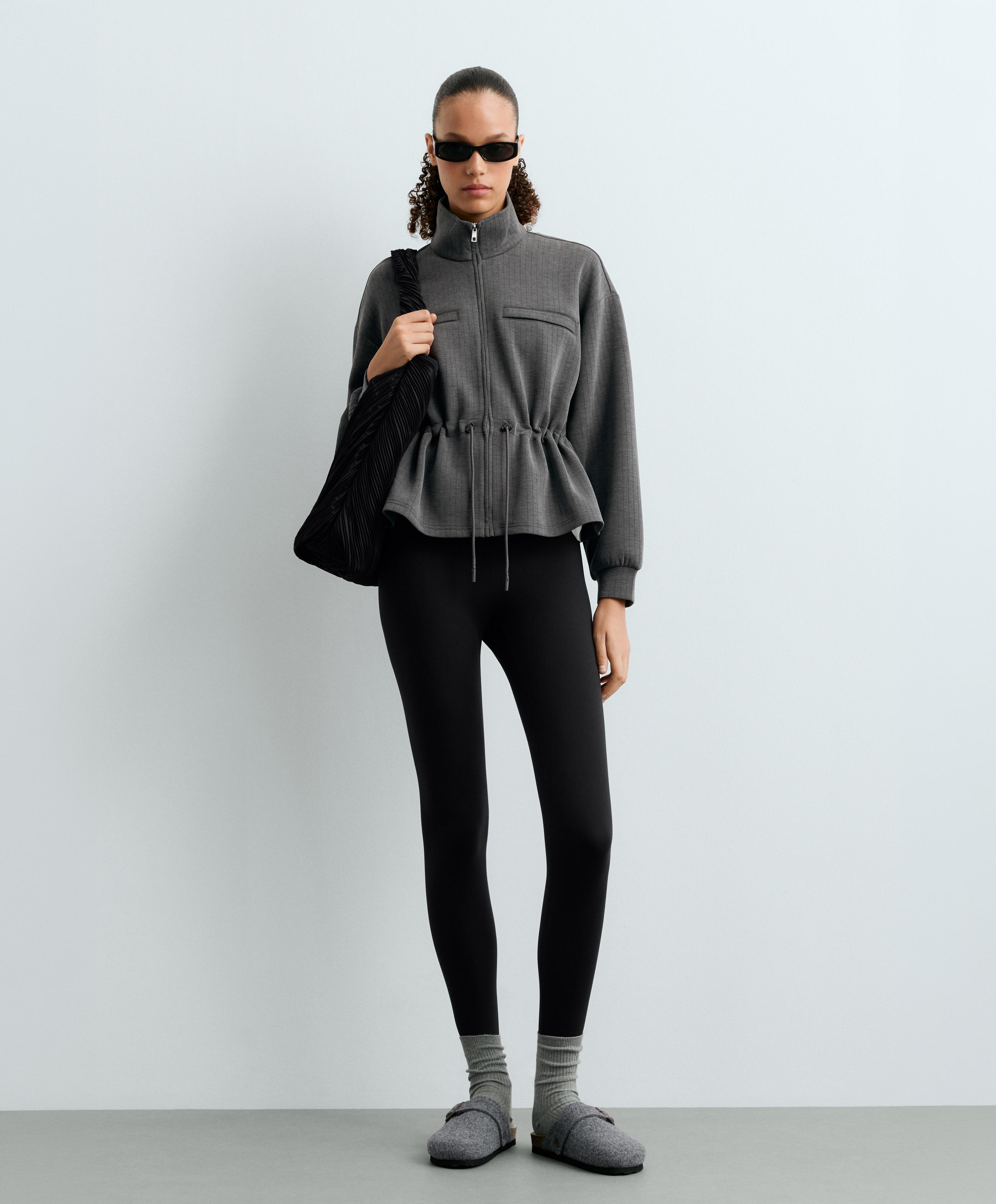 Short jacket with waist adjustment and modal — ASPHALT GREY