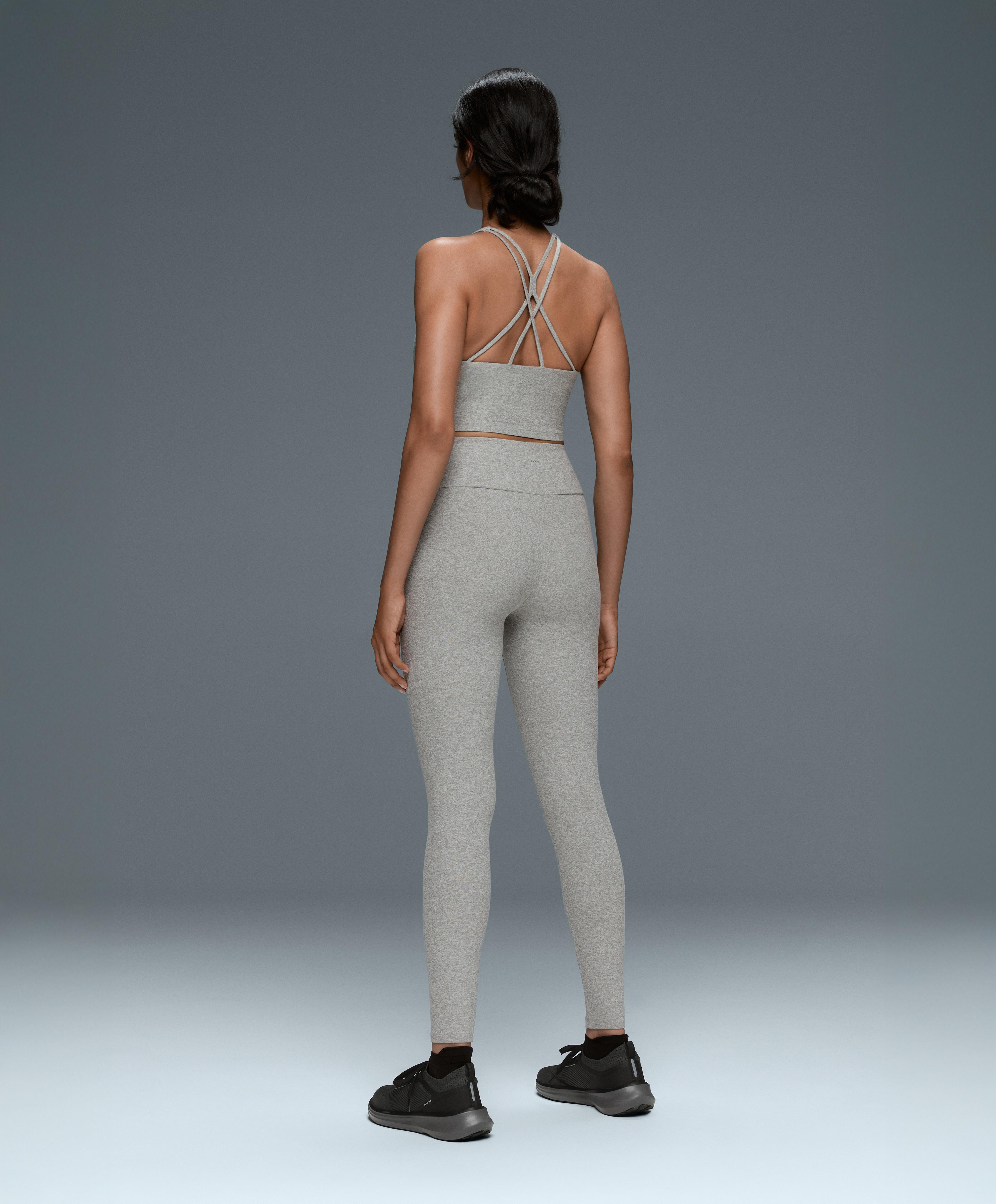 Comfortlux high-waisted ankle-length heathered leggings — PALE GREY