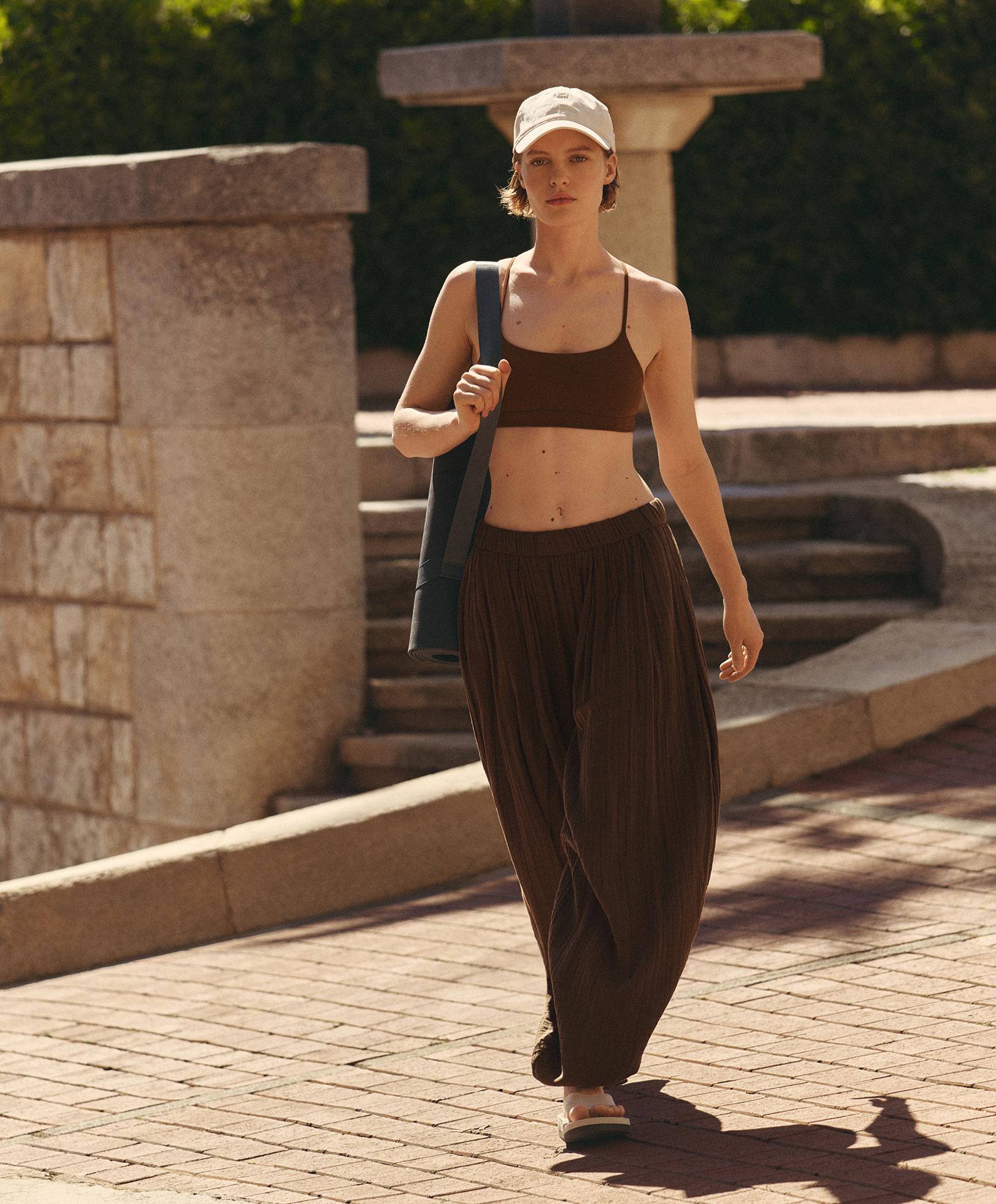 100% cotton muslin balloon trousers — TAN