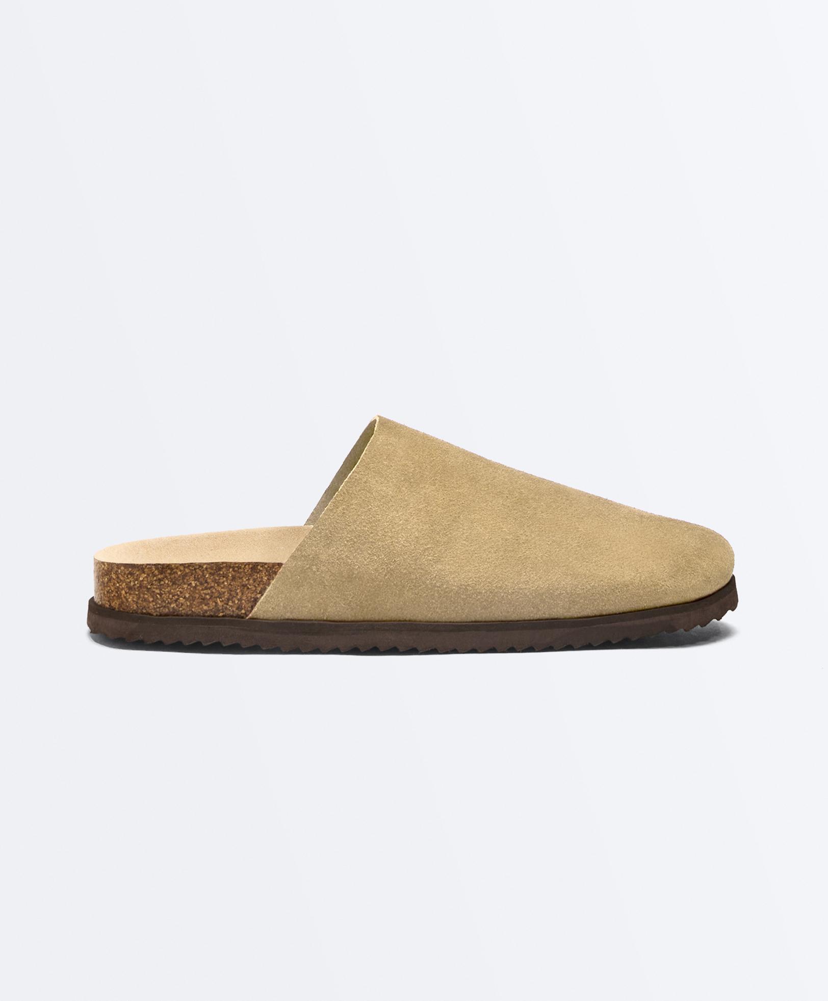 Split leather mules — SAND