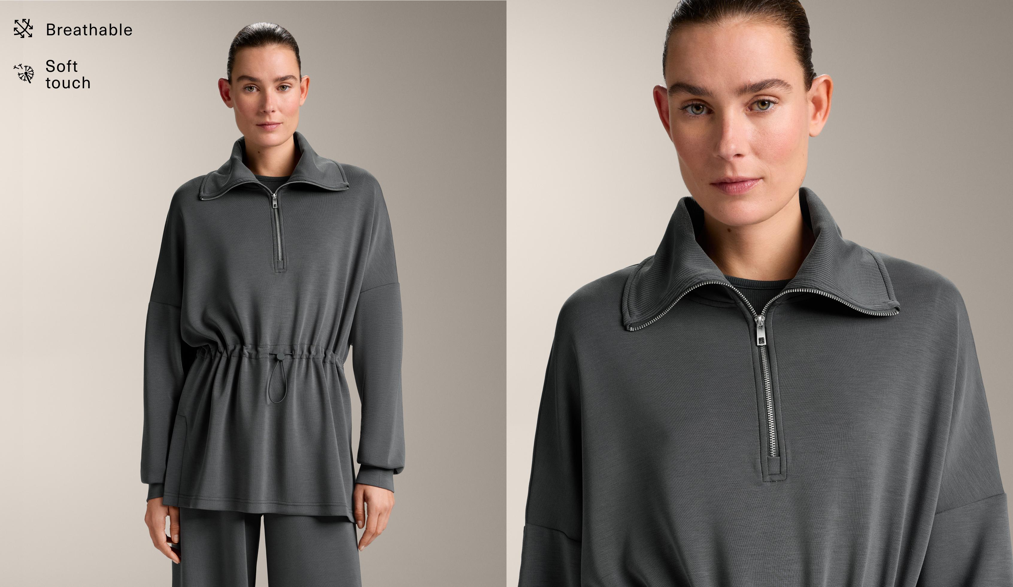 Half-zip sweatshirt with soft-touch modal Half-zip sweatshirt with soft-touch modal