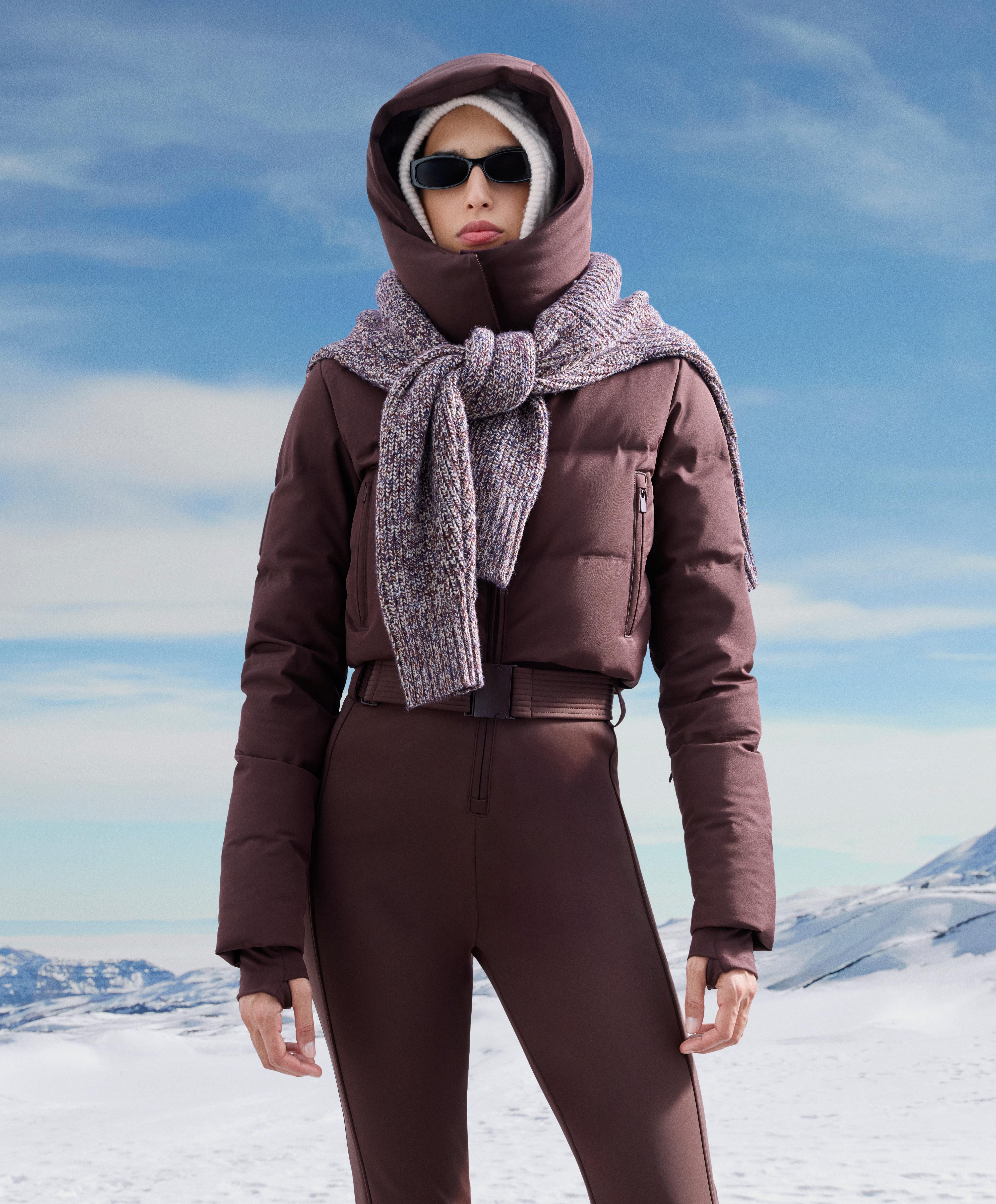 MINARDI PIUME SKI water-resistant padded jumpsuit with 80% down and 20% feather filling — DARK WINE RED