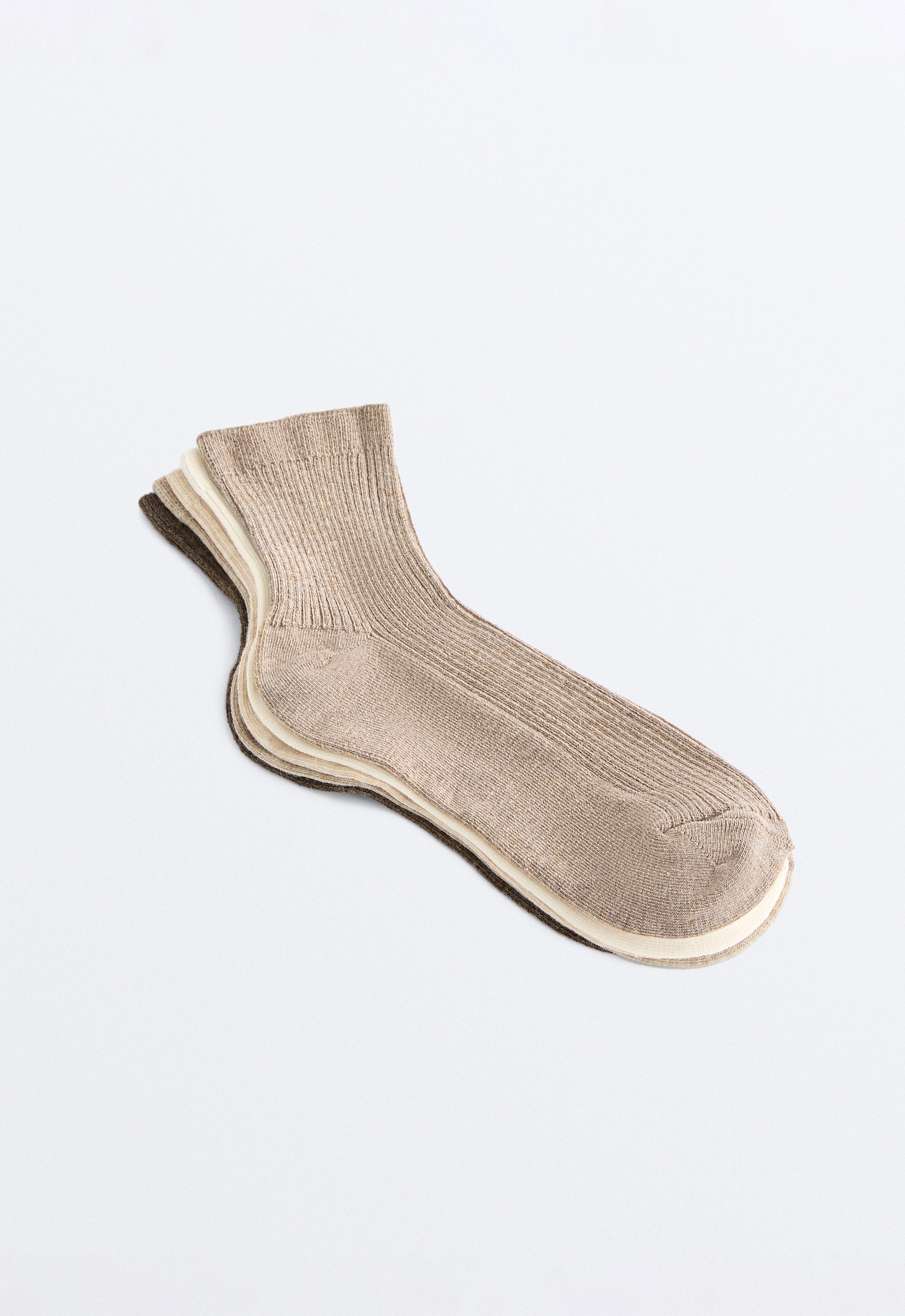 5 pairs of quarter cotton socks — SAND MELANGE