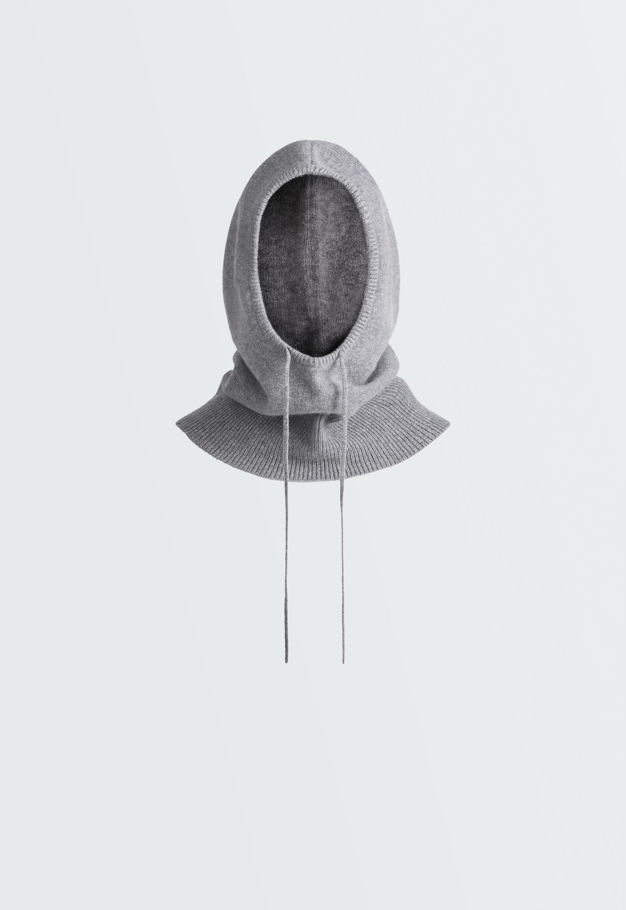 100% cashmere knit balaclava — PALE GREY MELANGE