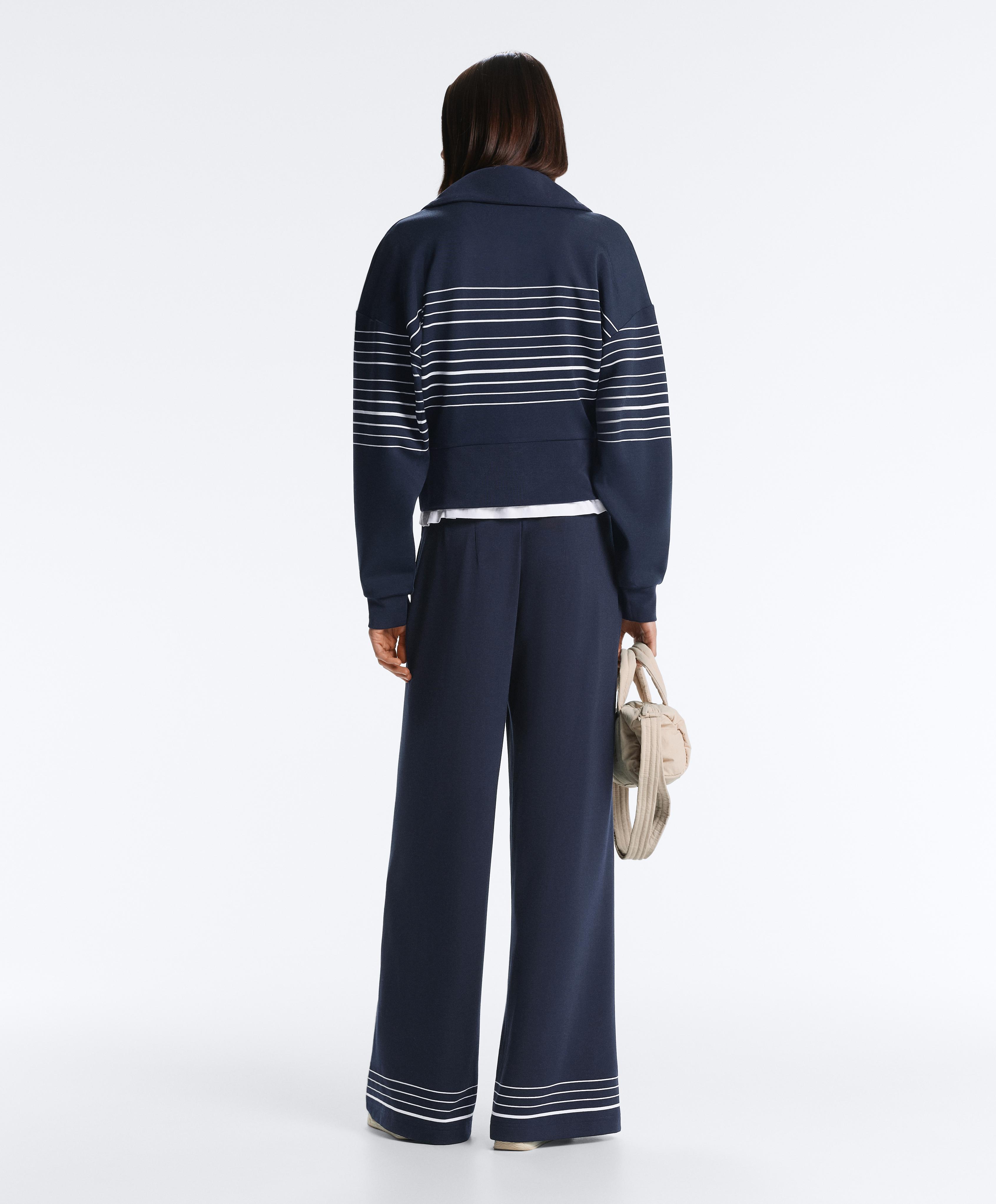 Soft-touch striped sailor jacket with modal — NAVY BLUE