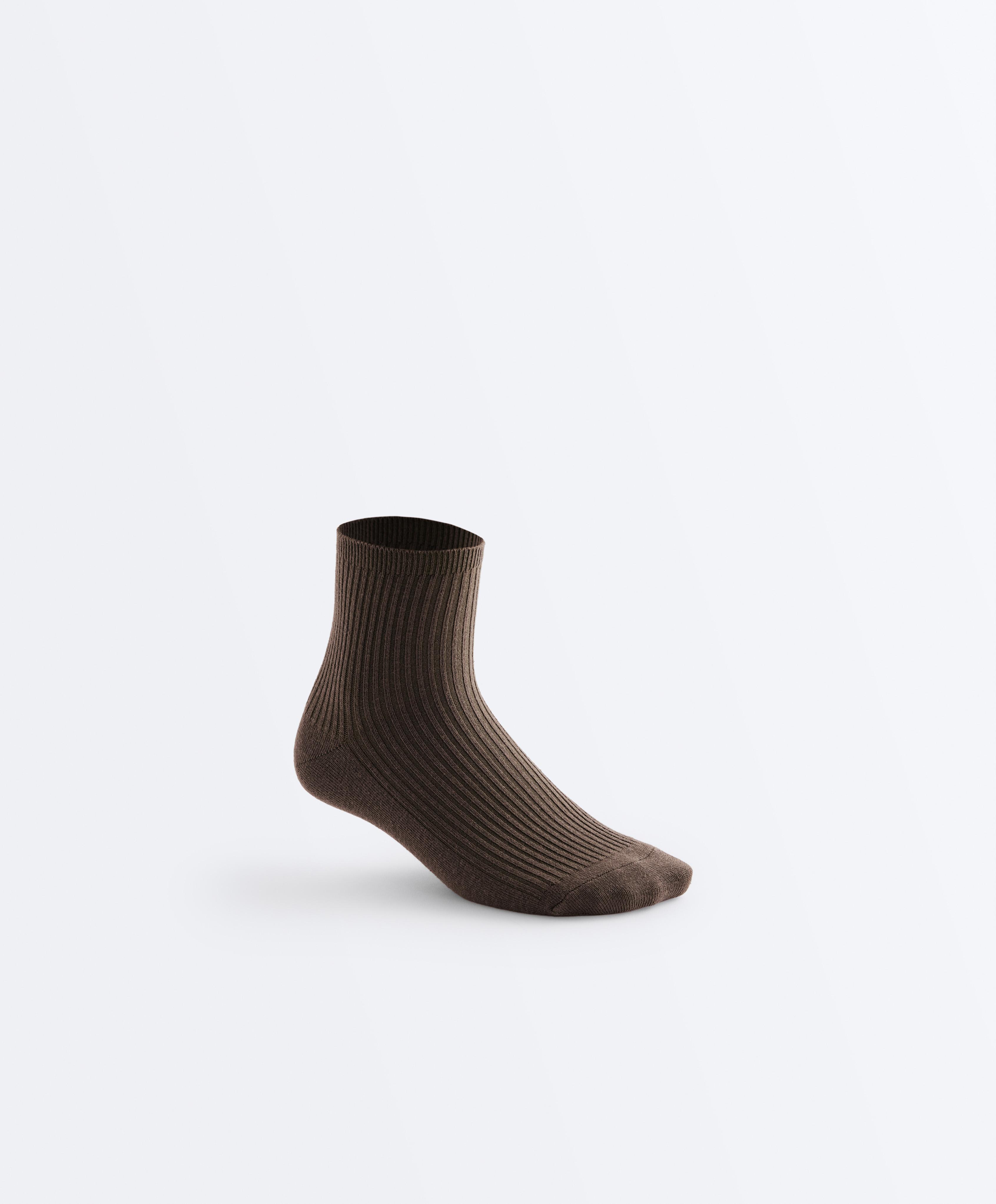 5 pairs of cotton blend quarter socks — DARK KHAKI