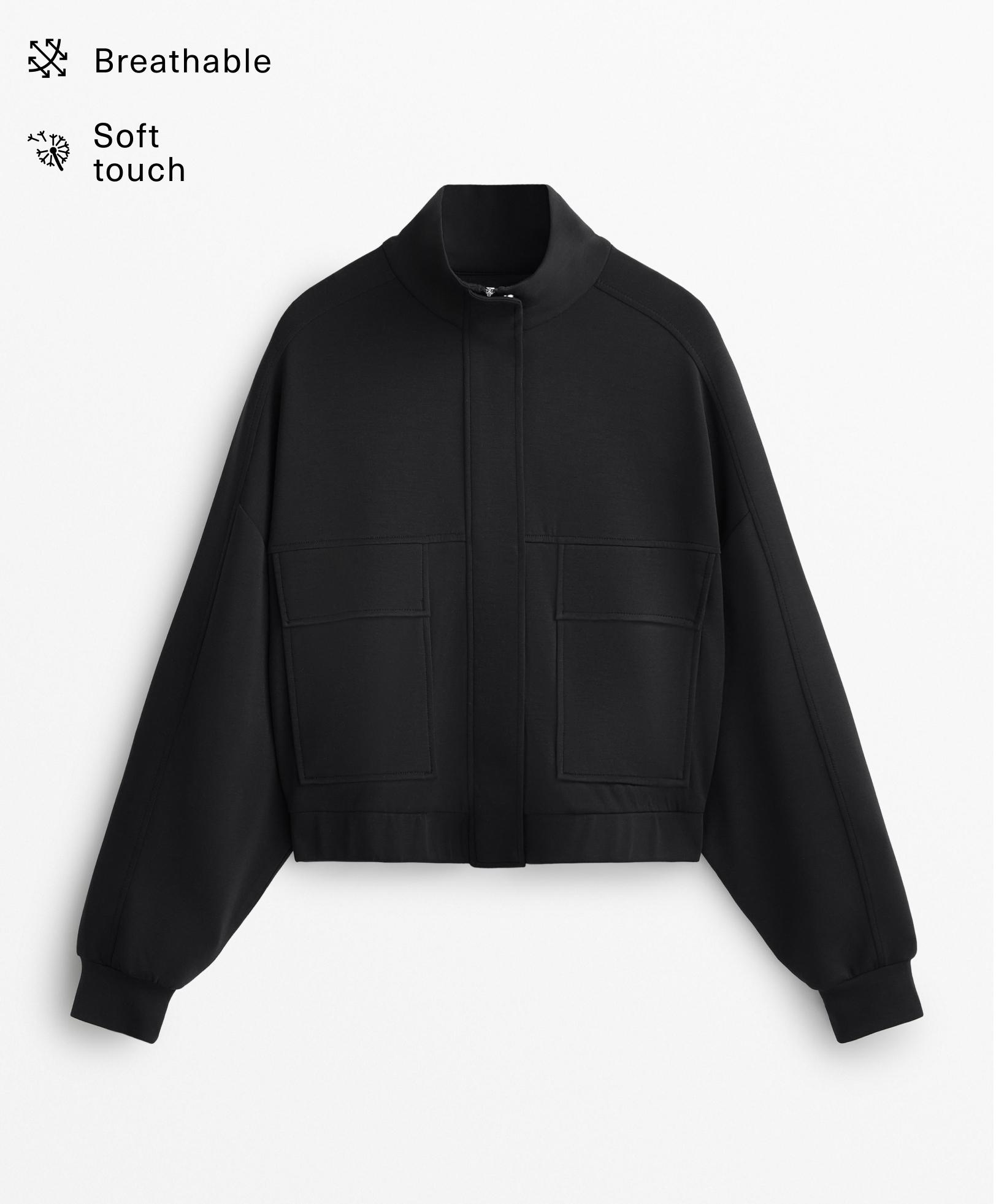 Soft-touch jacket with modal and pockets