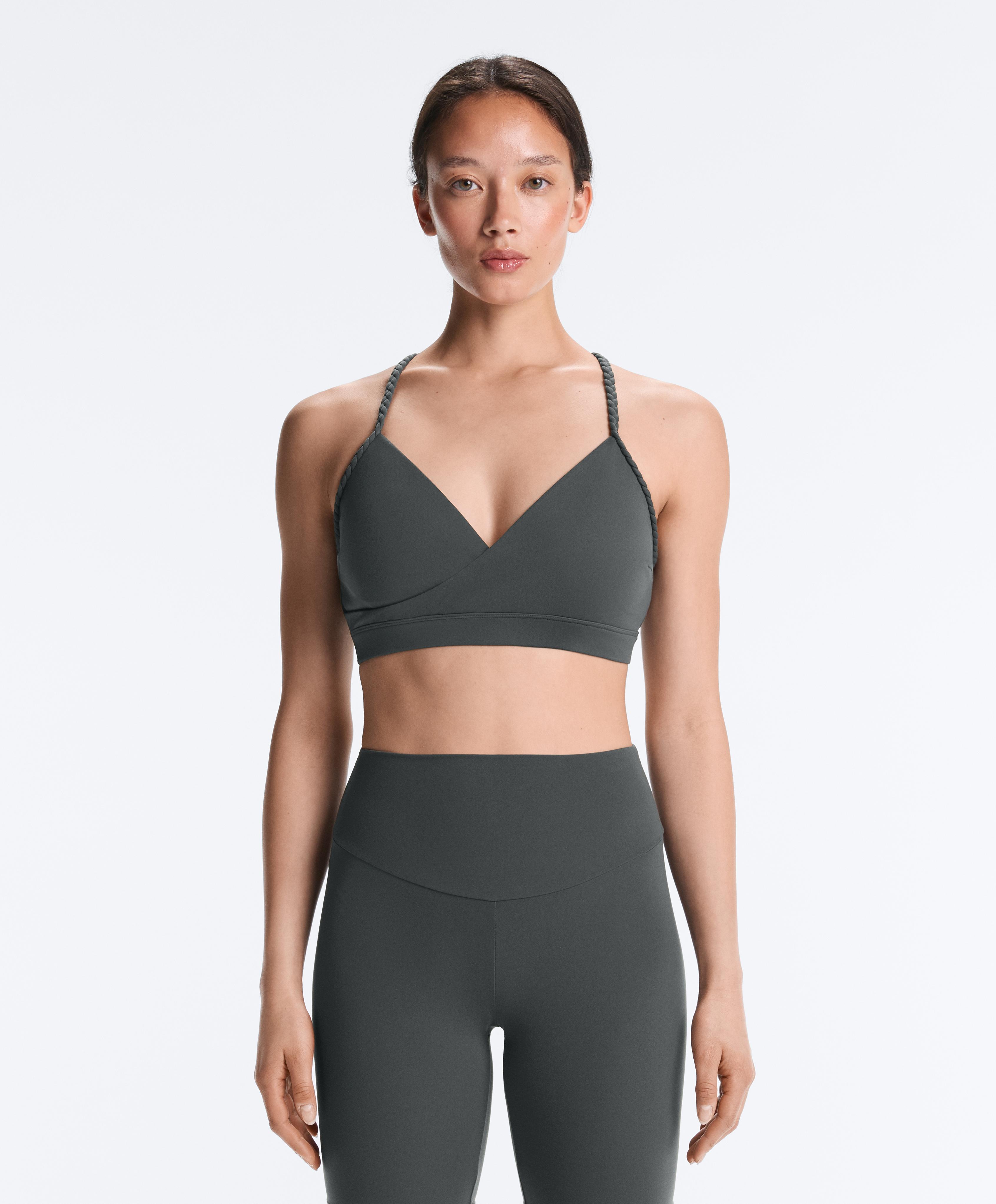 Medium-support braided Comfortlux sports bra — STEEL GREY