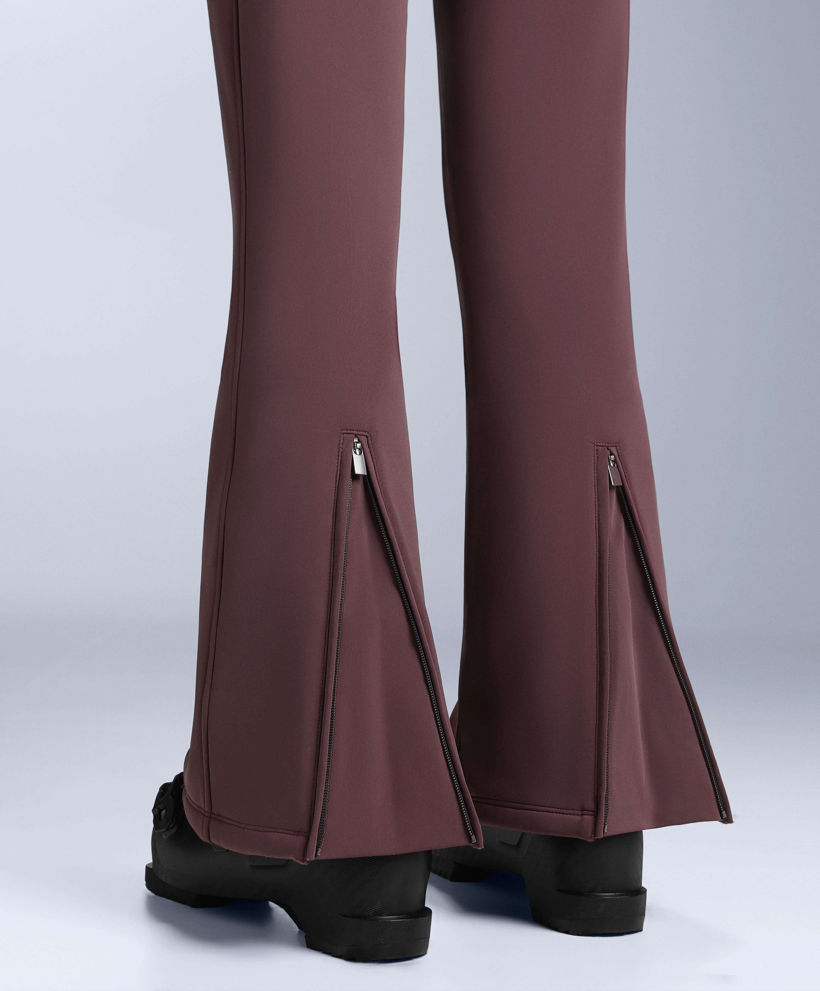 Water-resistant flare stretch SKI trousers — DARK WINE RED