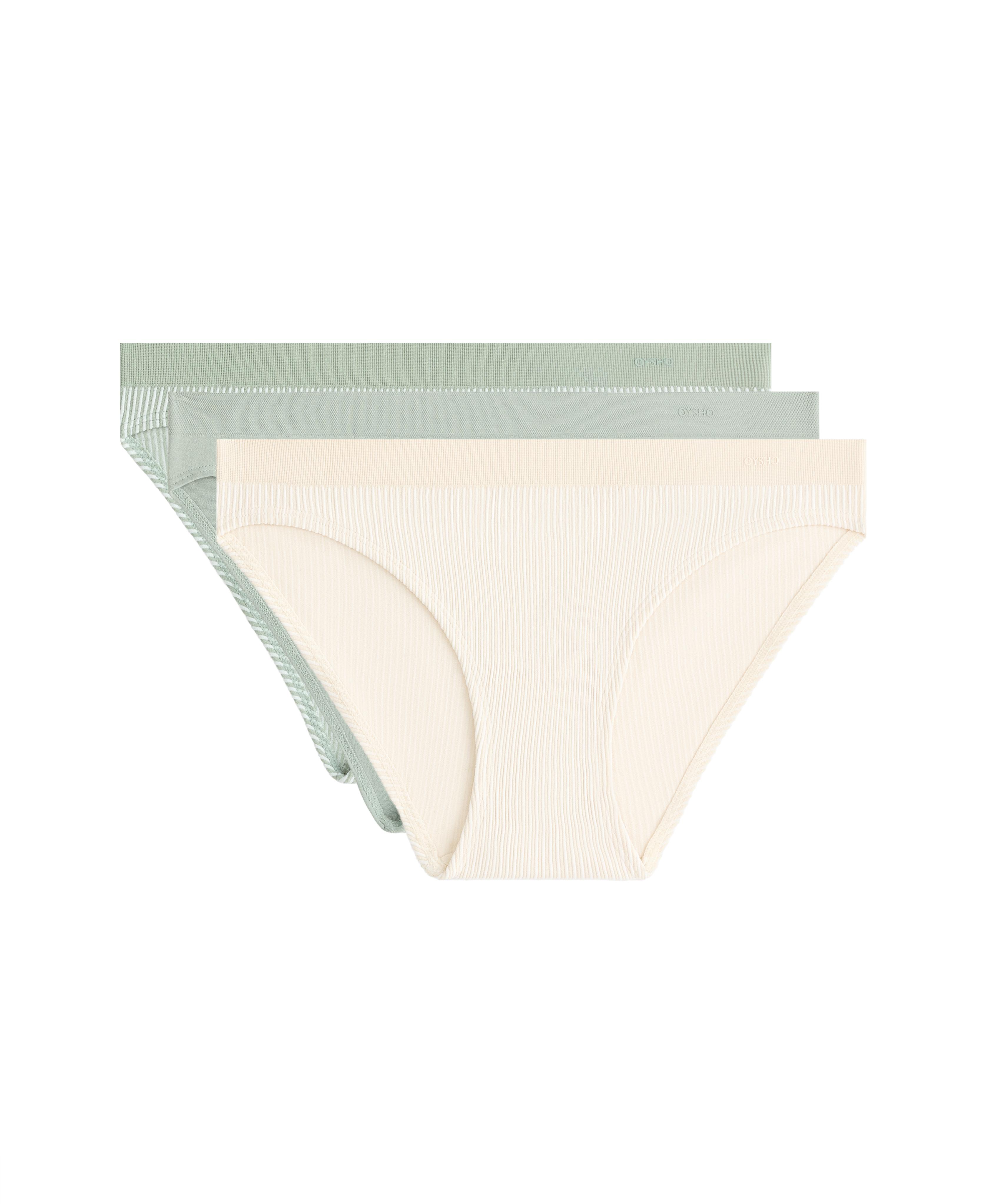 3 seamless soft-touch openwork classic briefs — APPLE GREEN