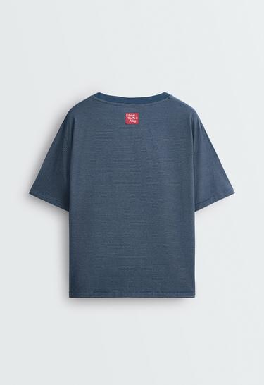 Striped boxy short-sleeved T-shirt — NAVY BLUE 6