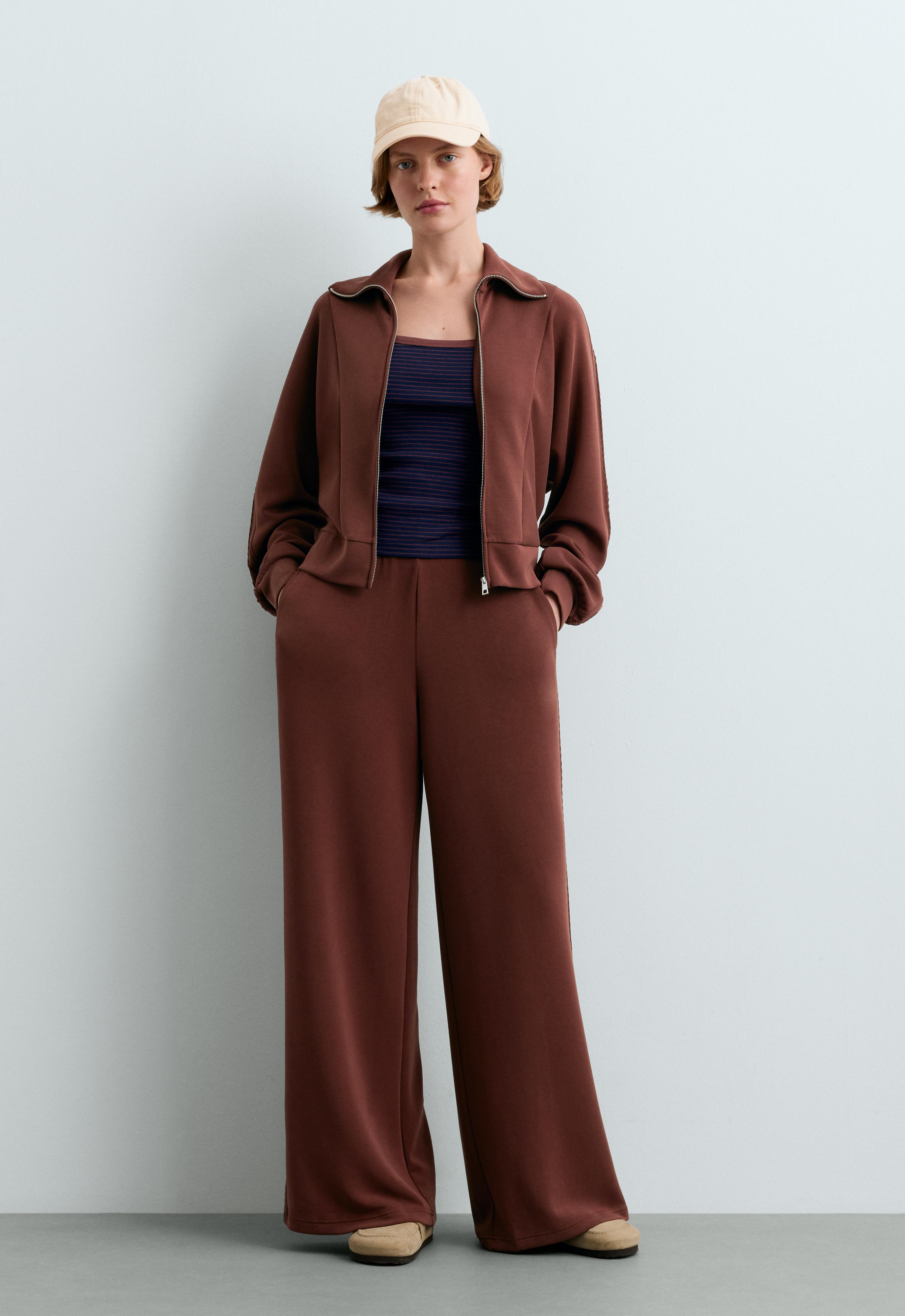 Straight-leg trousers with soft-touch modal — TERRACOTTA