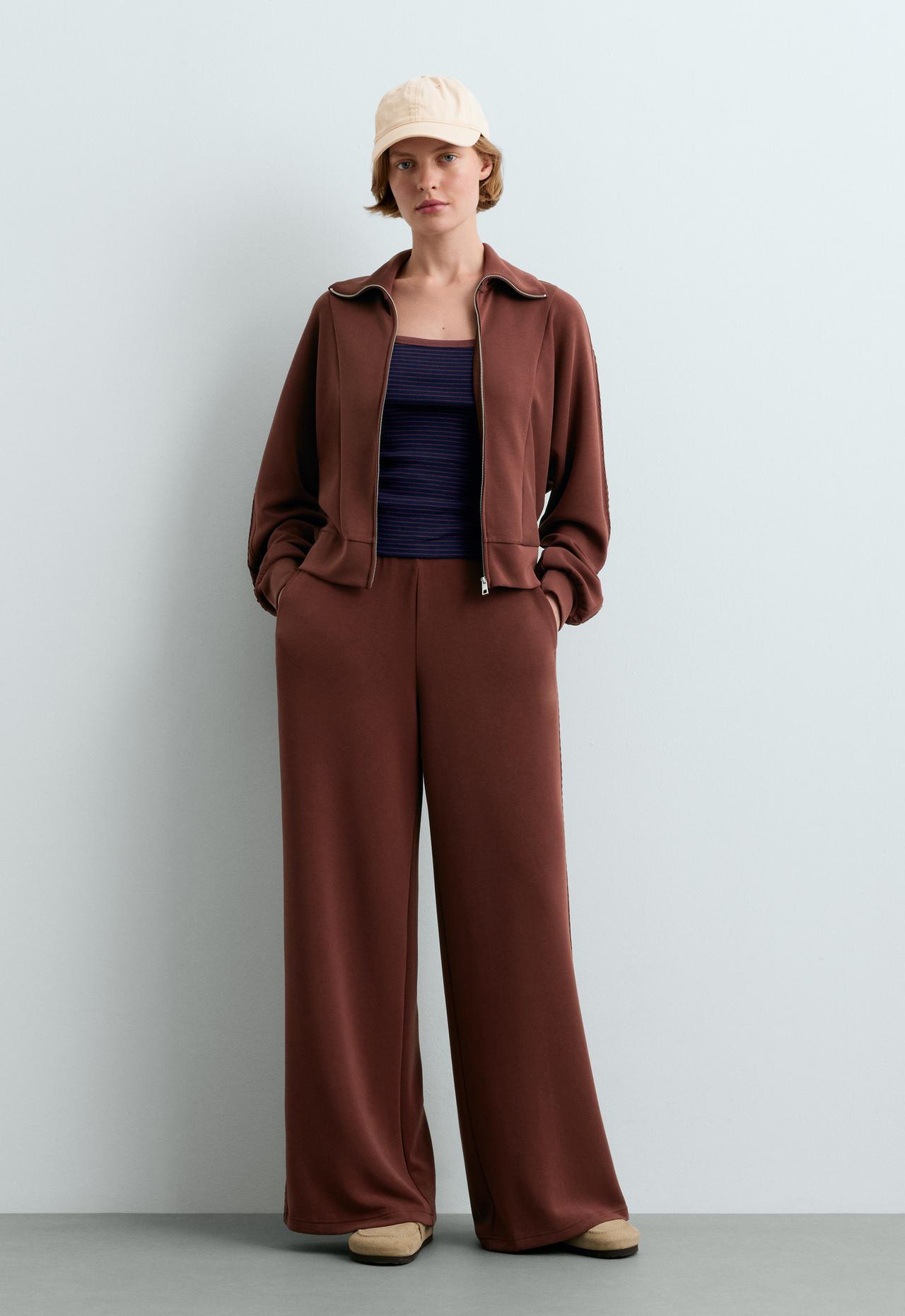 Straight-leg trousers with soft-touch modal — TERRACOTTA