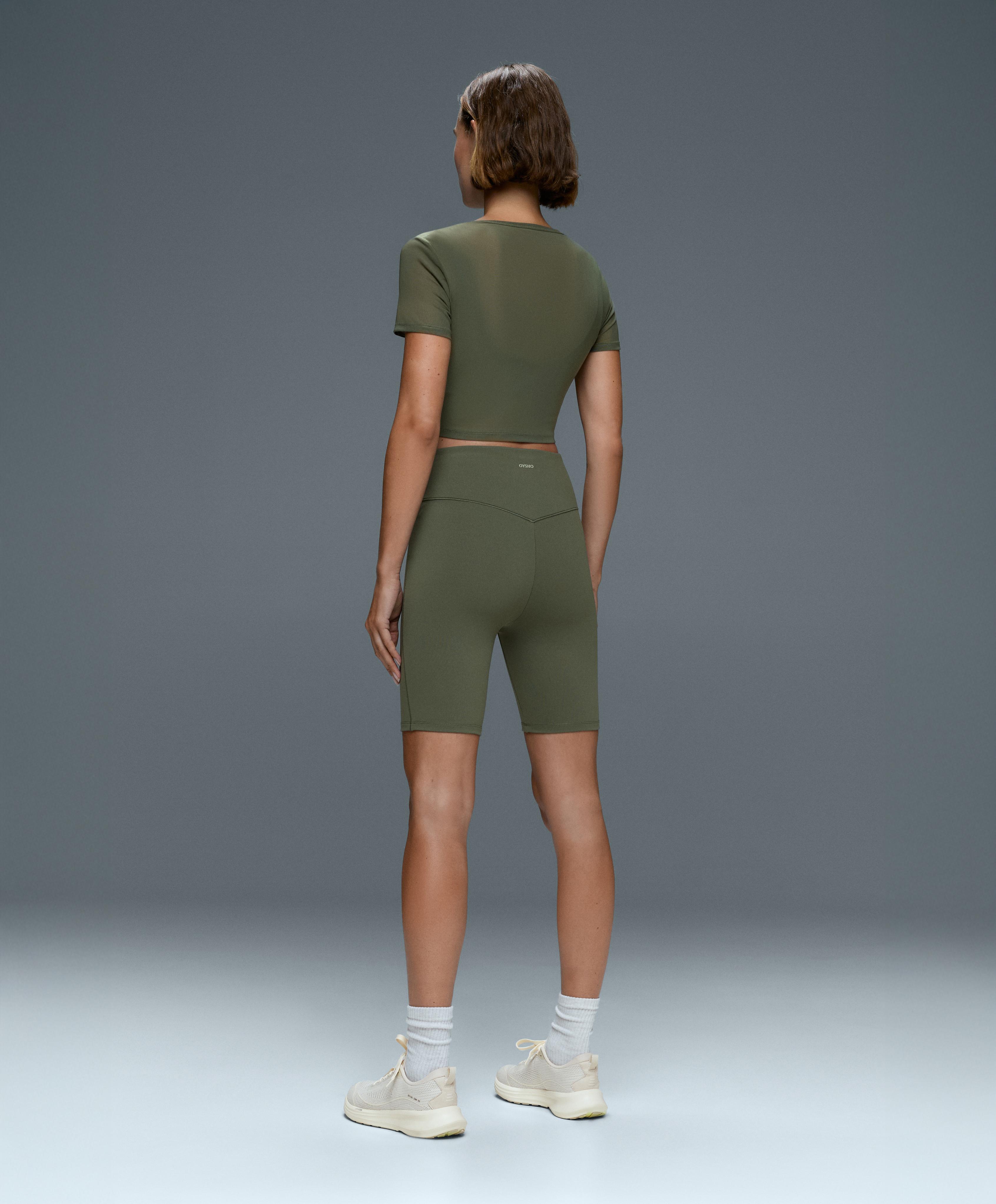 Evermove short-sleeved overlay tank top — KHAKI