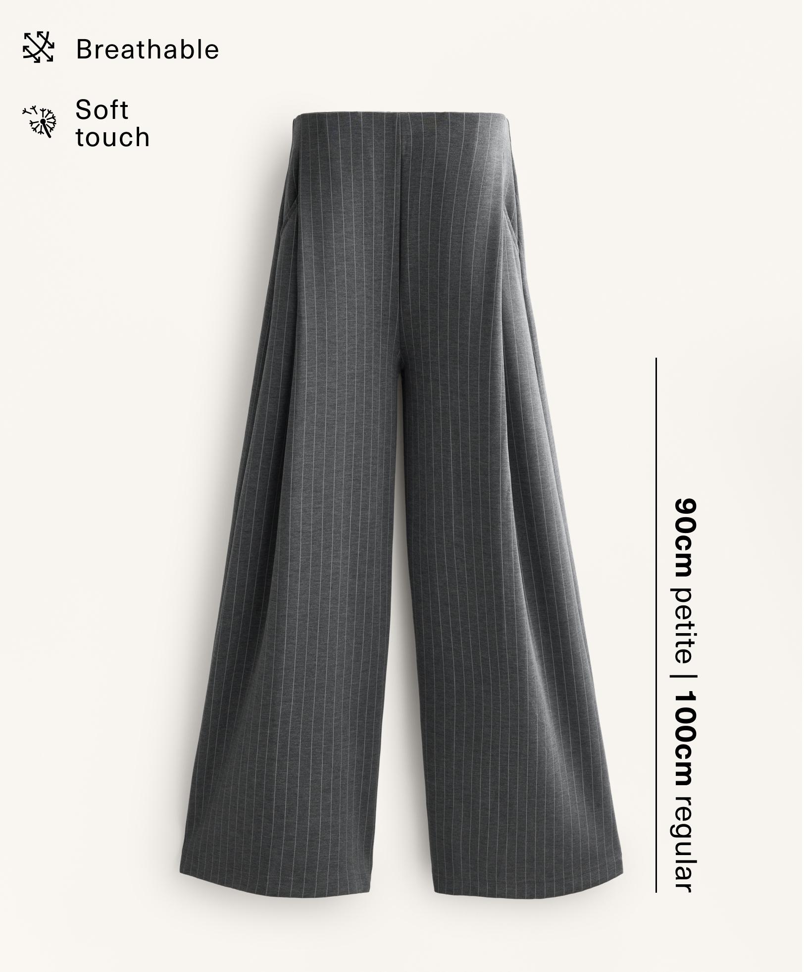 Wide leg striped trousers with soft touch modal
