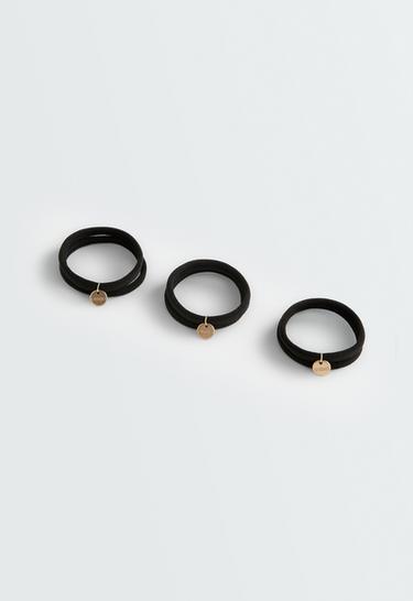 6 Oysho plaque hair ties — BLACK 1