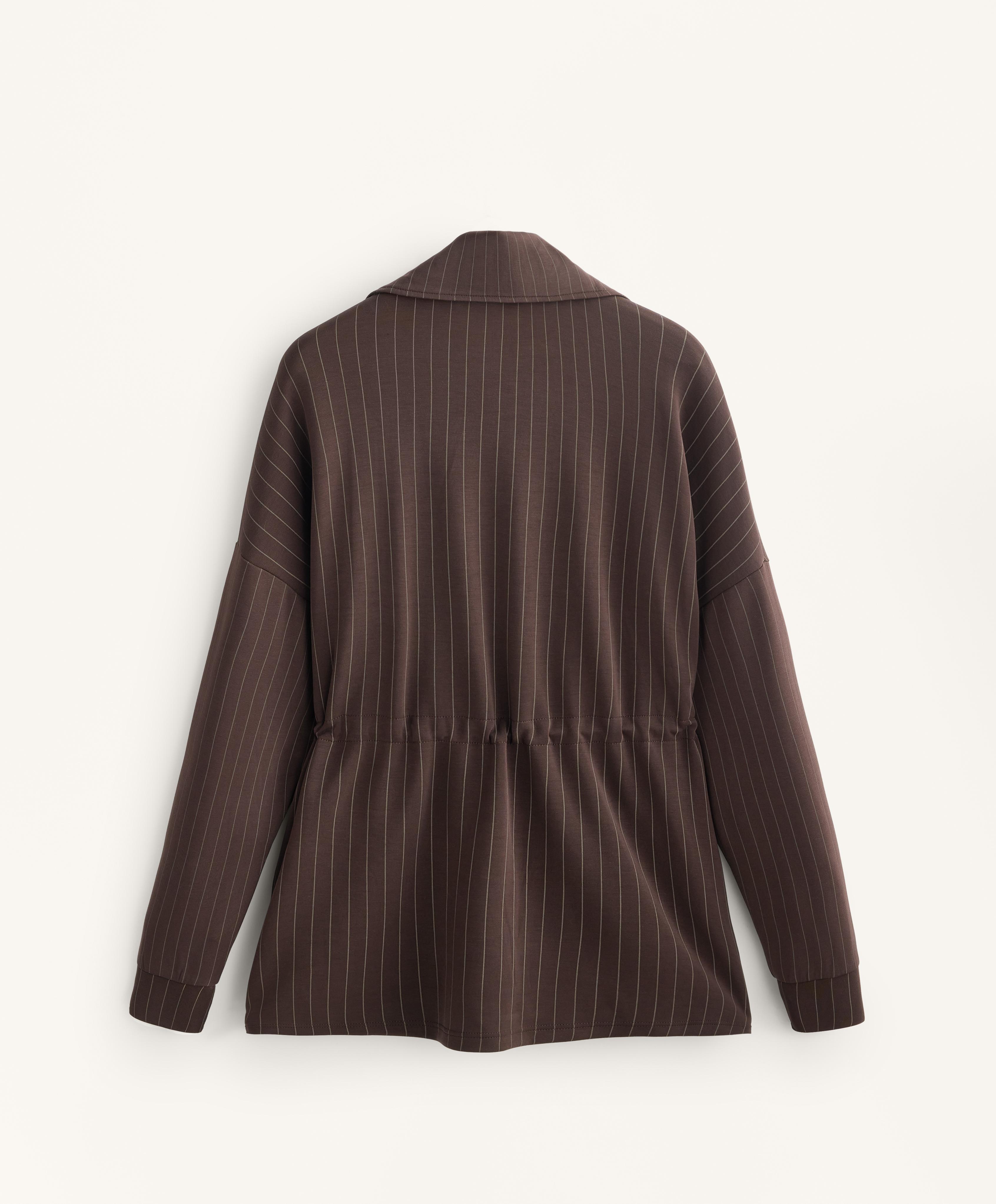 Long striped sweatshirt with adjustable waist and soft-touch modal