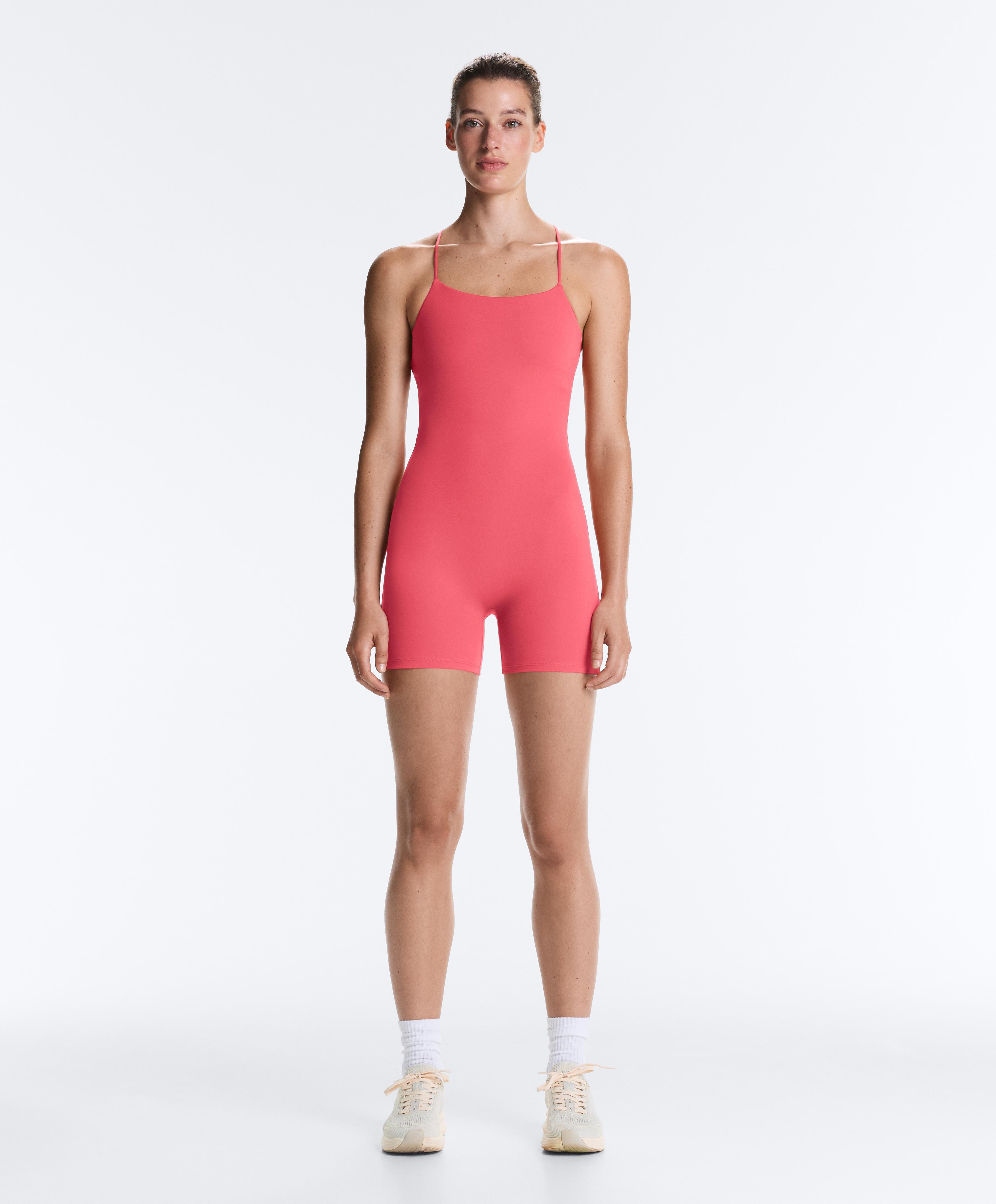 Comfortlux strappy back short jumpsuit — WASHED RED