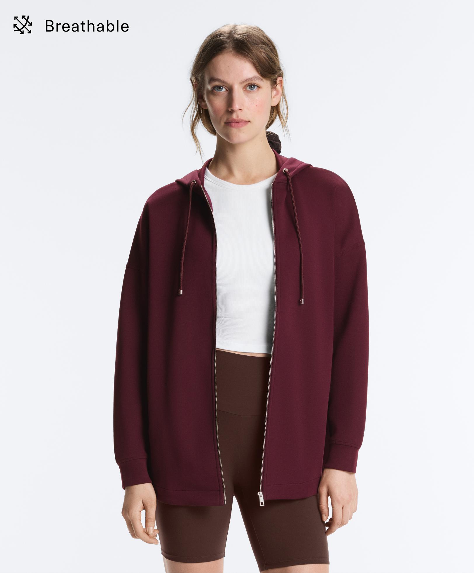 Oversize cotton piqué hooded jacket