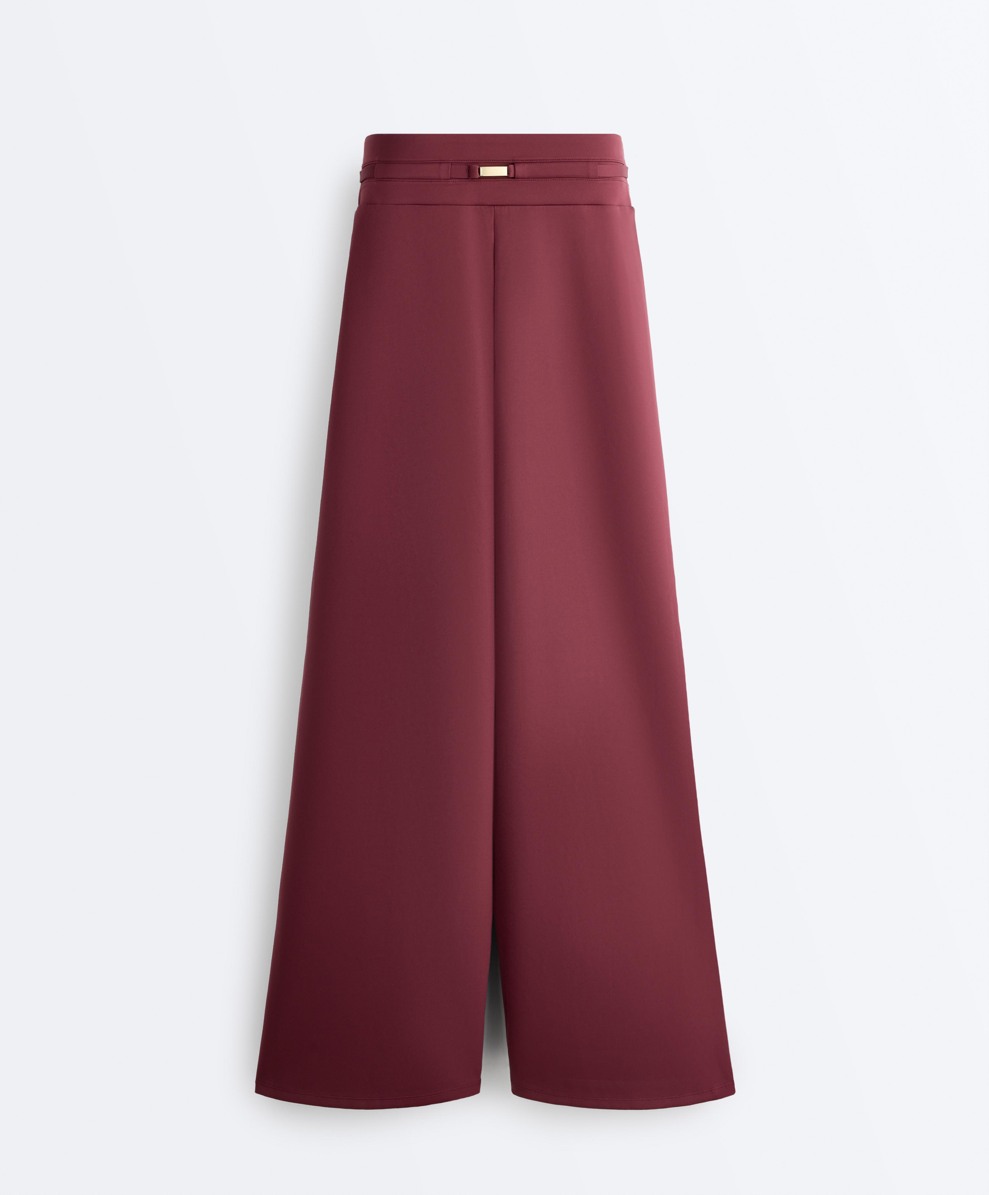 Neoprene-effect wide-leg trousers — CHERRY