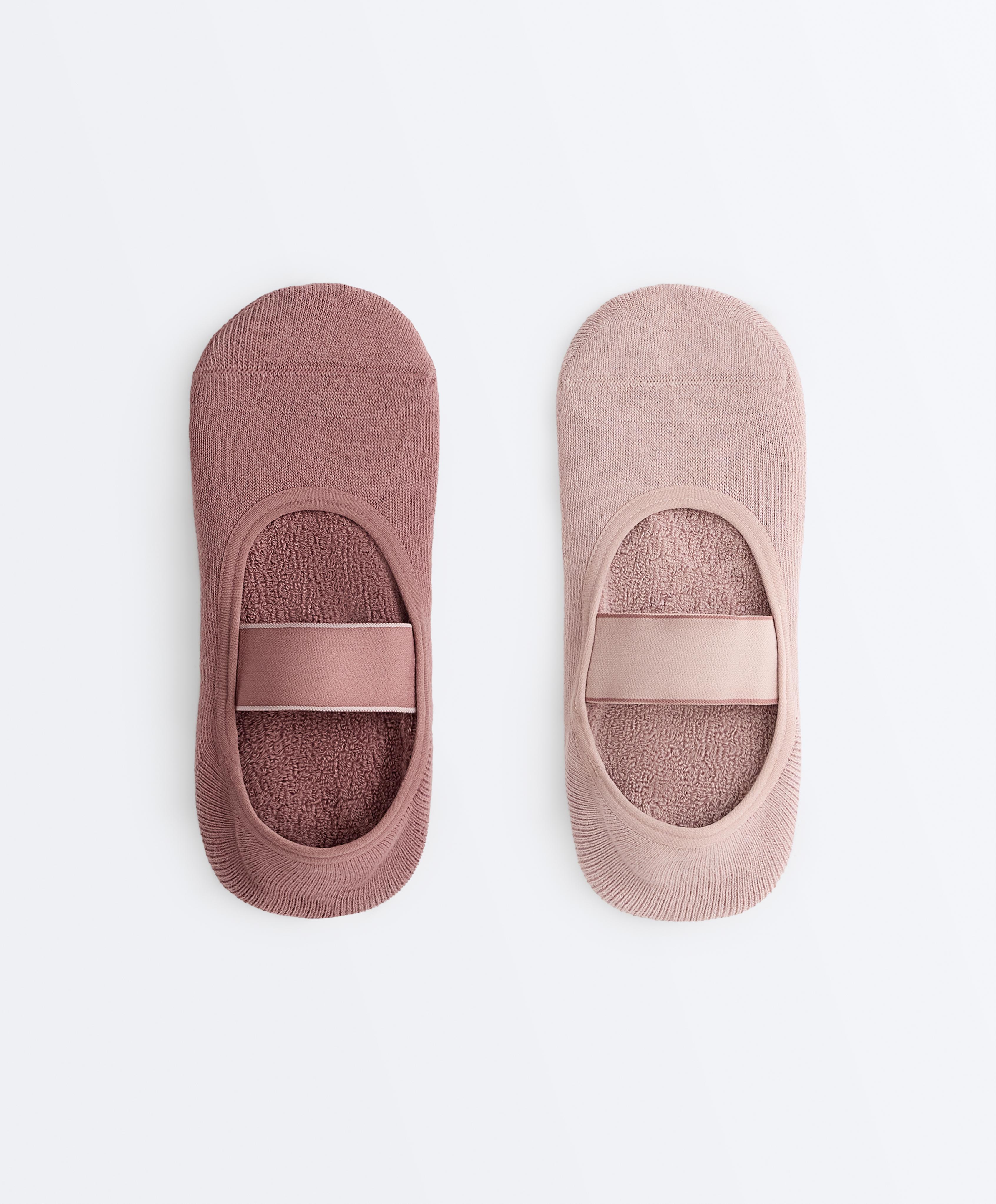 2 pares de calcetines invisibles yoga y pilates acolchados mezcla algodón cinta ancha