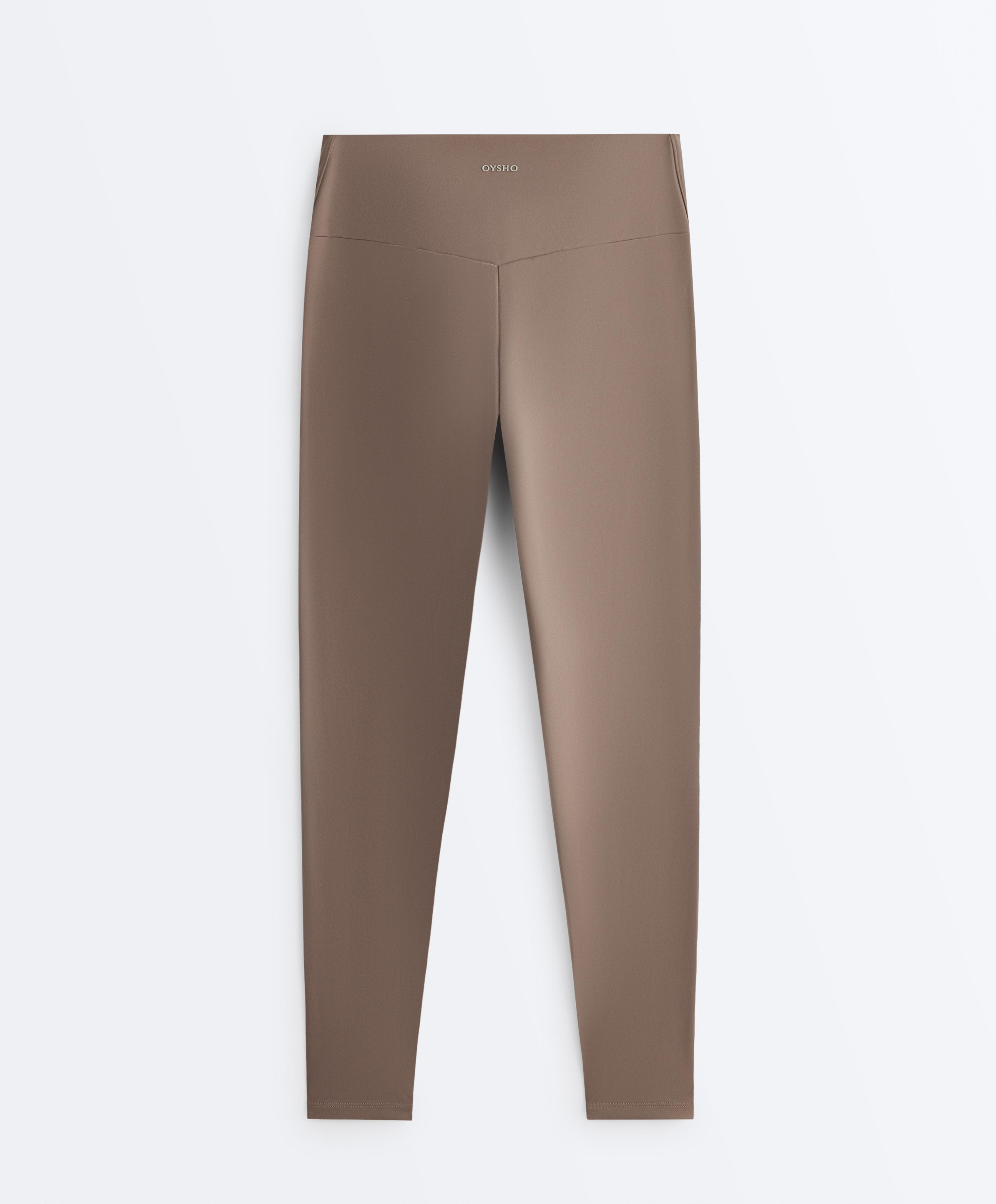 Comfortlux high-rise hemstitch ankle-length leggings — MINK