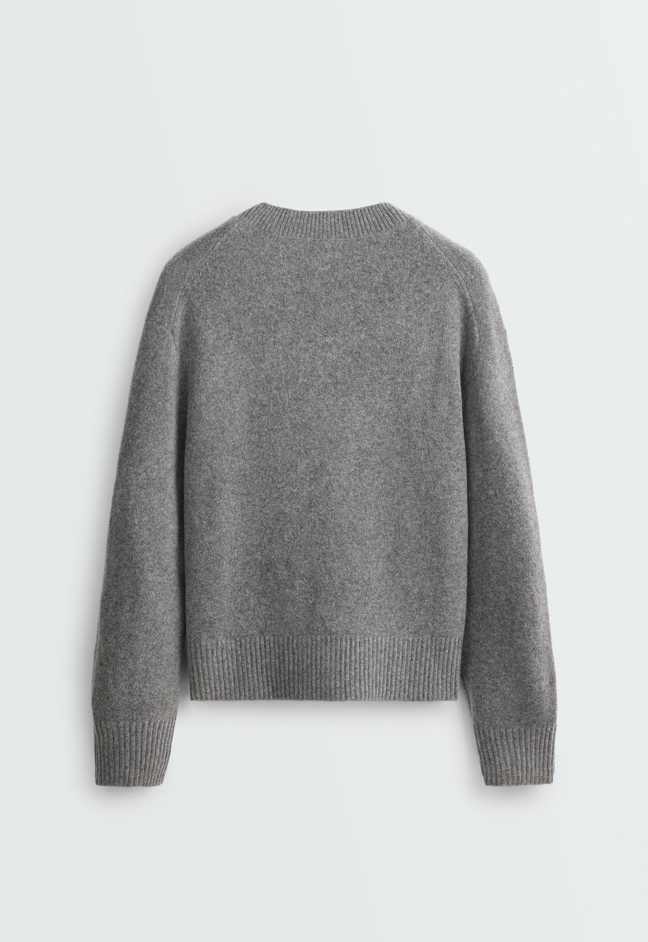 V-neck knit jumper — MOTTLED GREY MELANGE