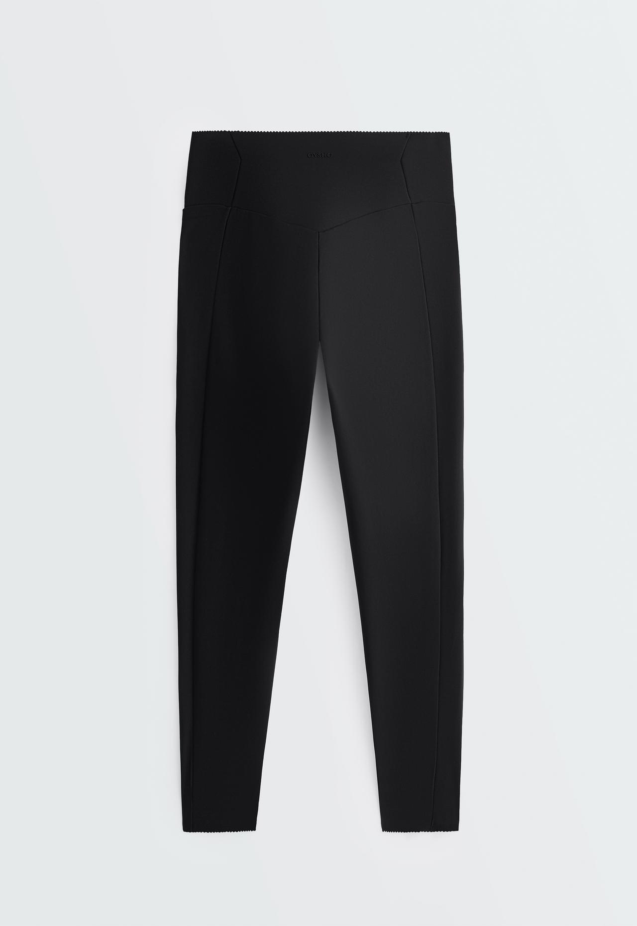 Ankle-length High rise Compressive leggings with Pocket — BLACK