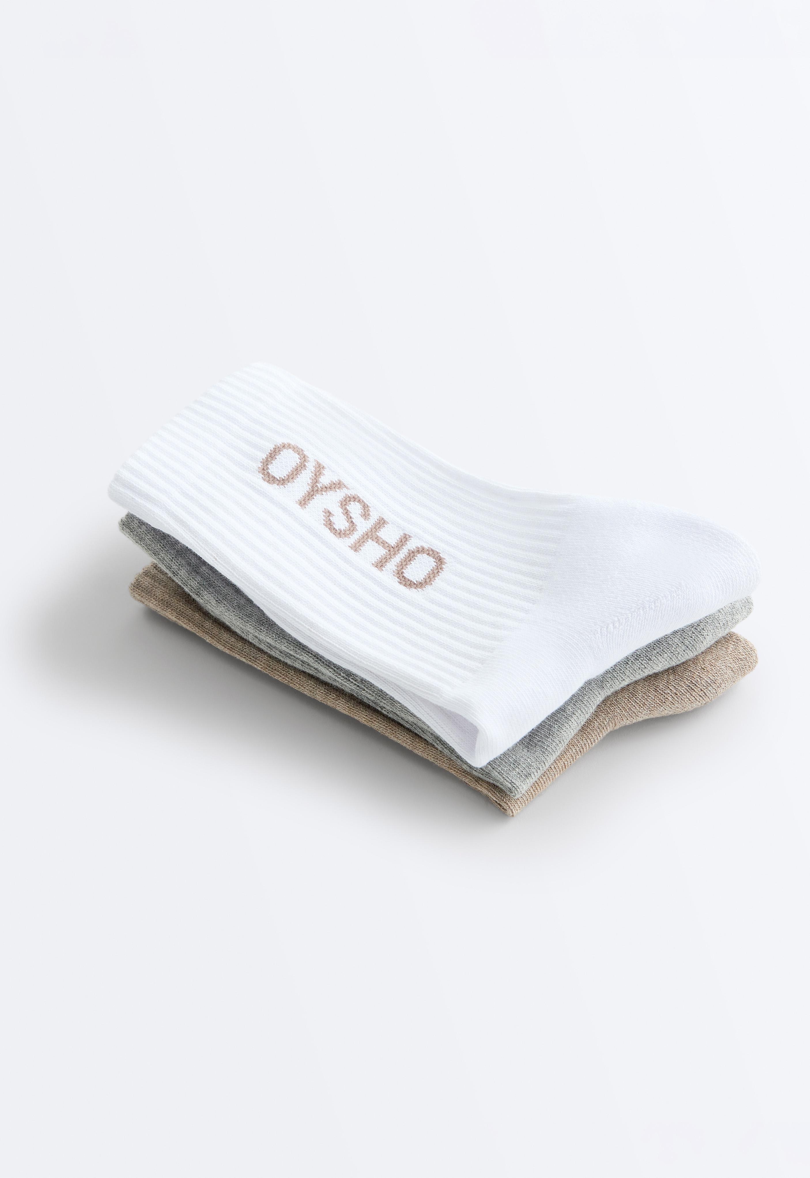 3 pairs of cotton blend classic socks — WHITE