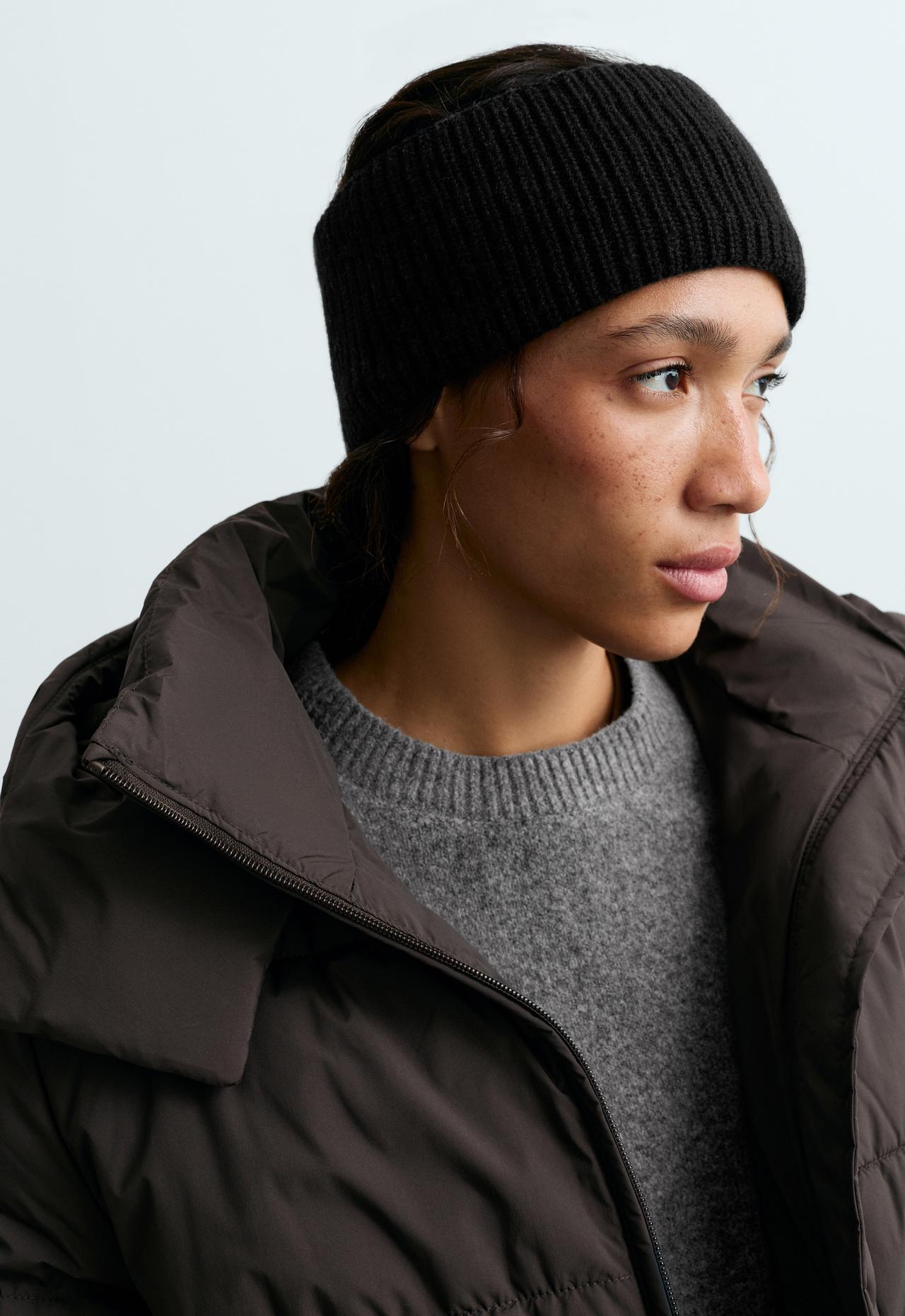 Knit Rib 100% wool headband — BLACK