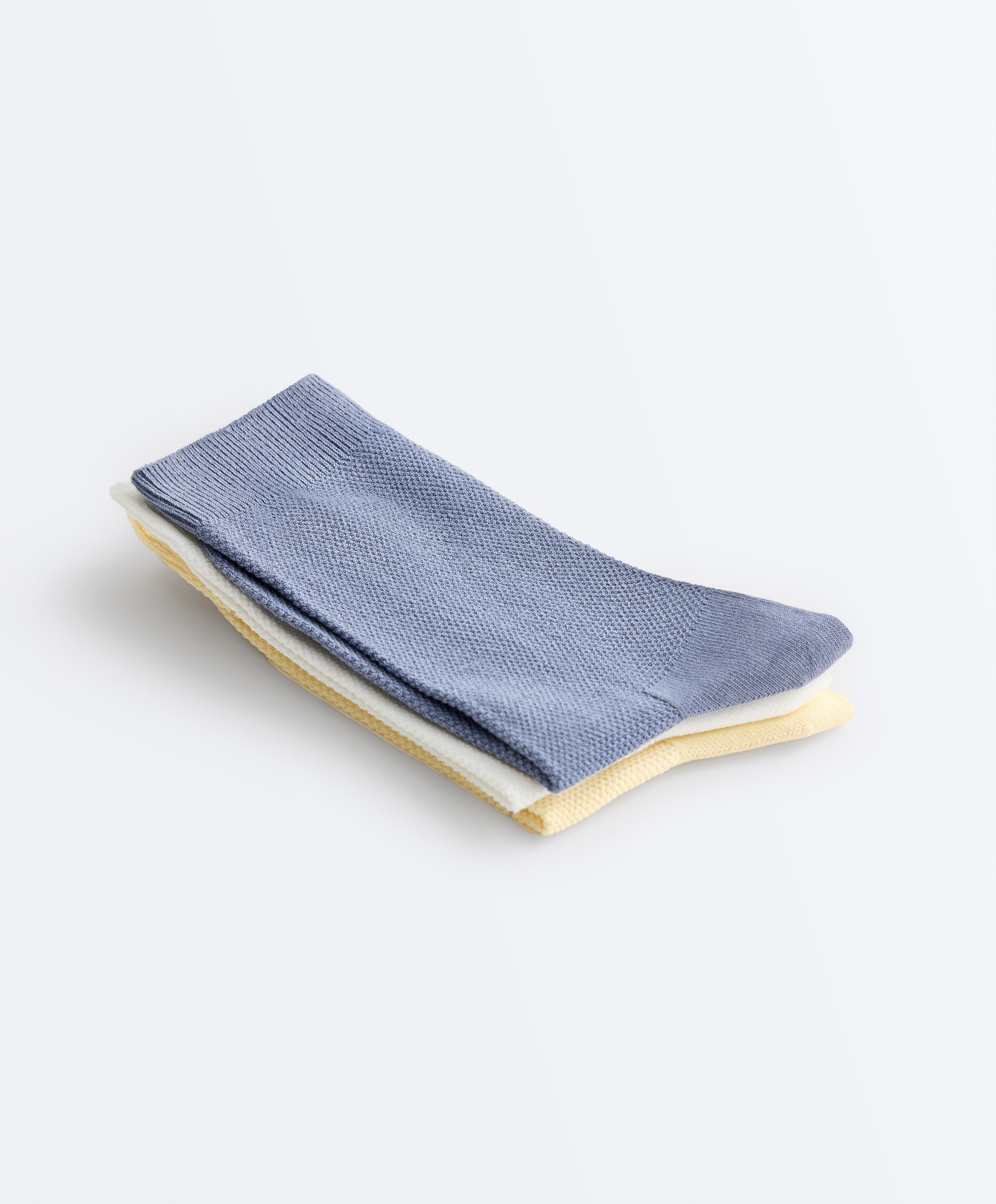 3 pairs of cotton blend classic pique socks — YELLOW