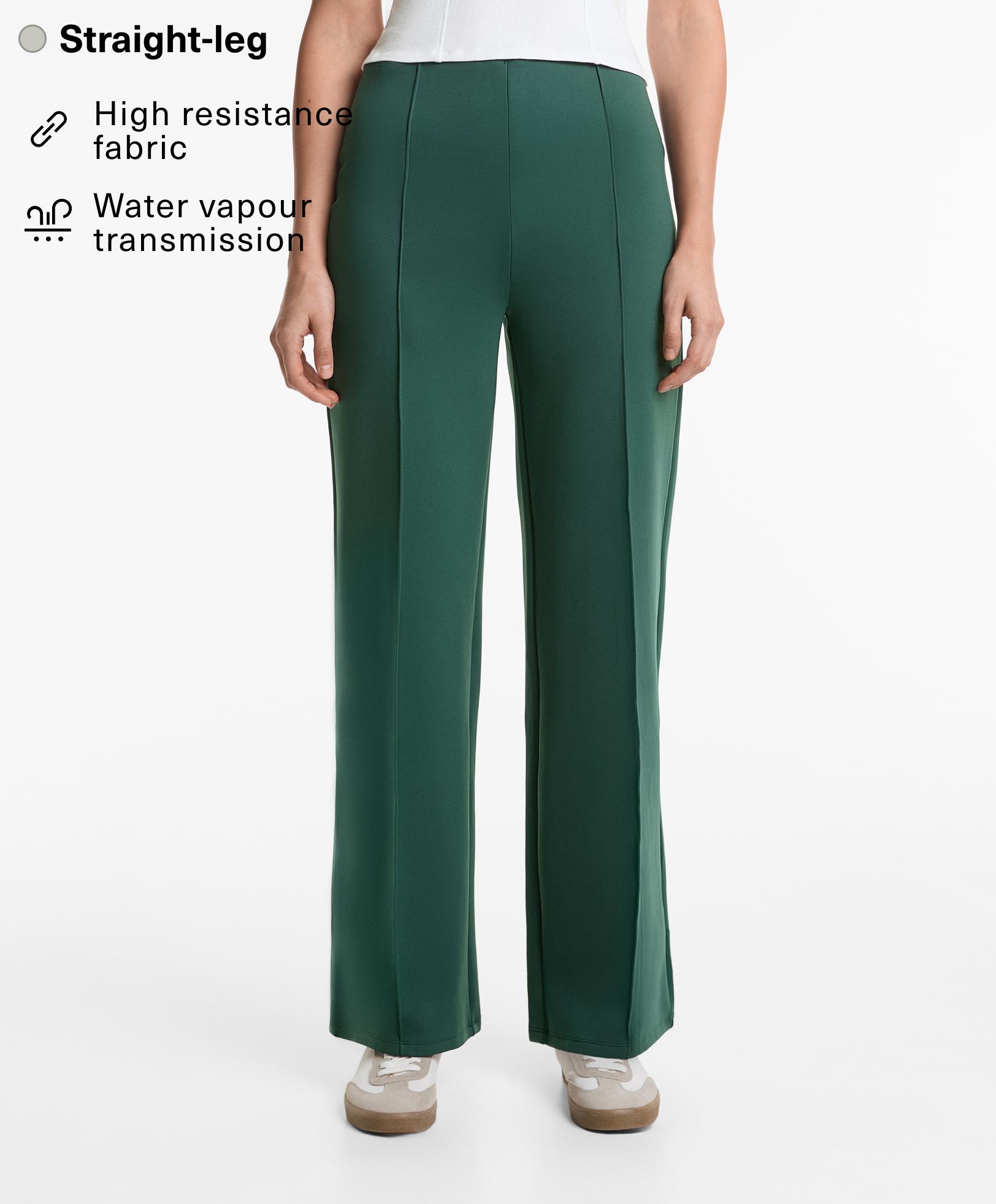 Neoprene-effect straight-leg trousers