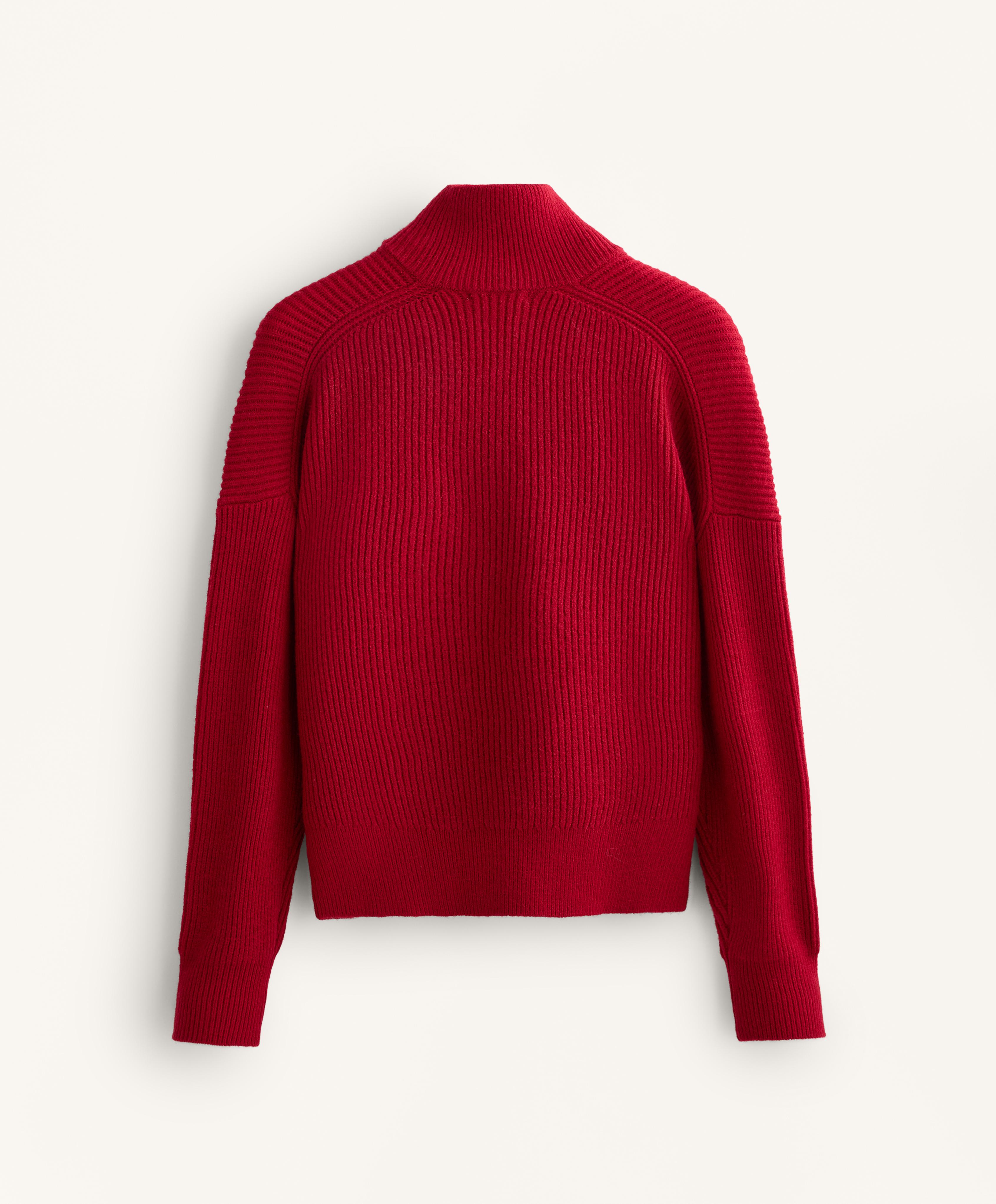Long rib-knit jacket — RED