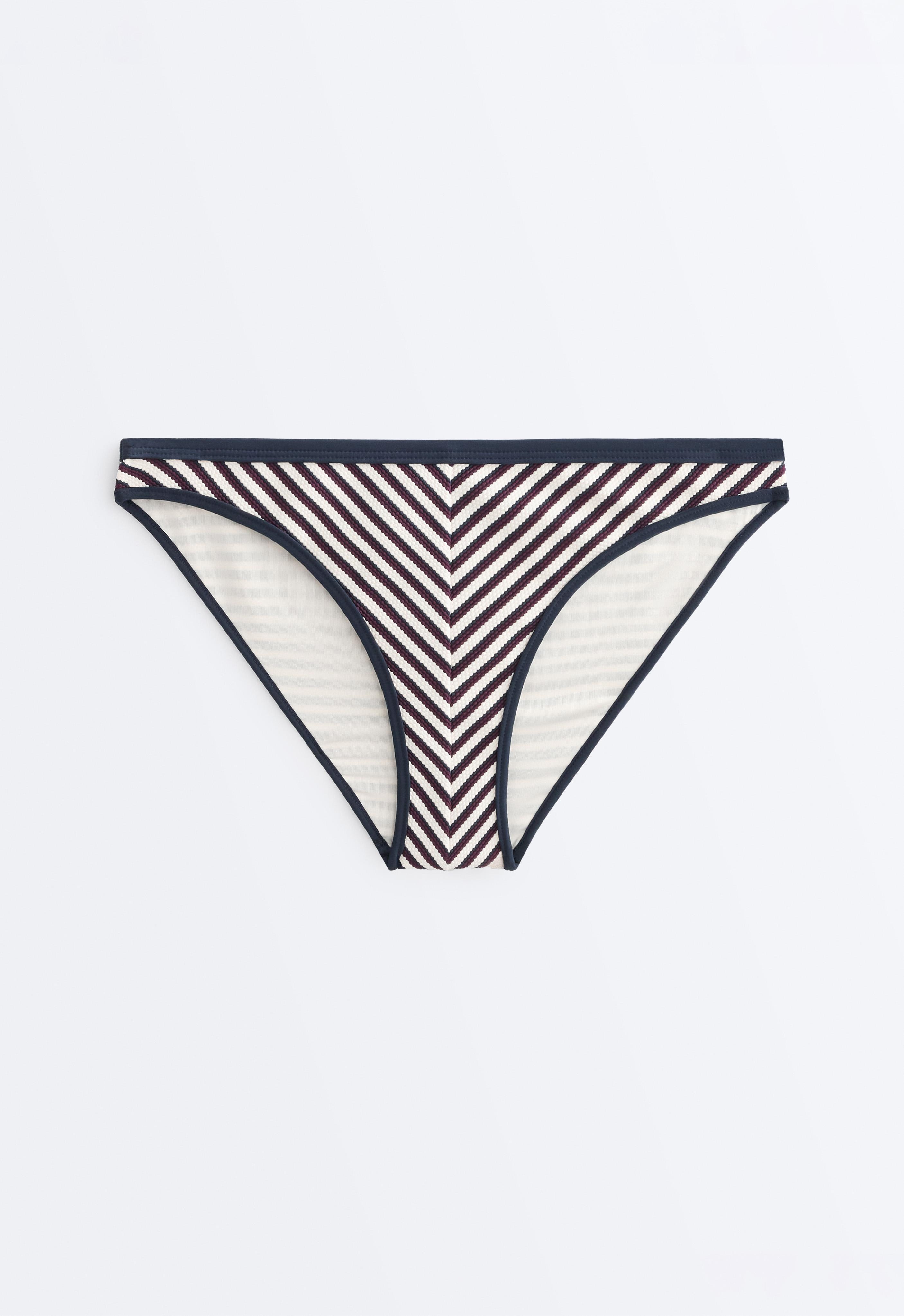 Trim textured stripe classic bikini briefs — NAVY BLUE