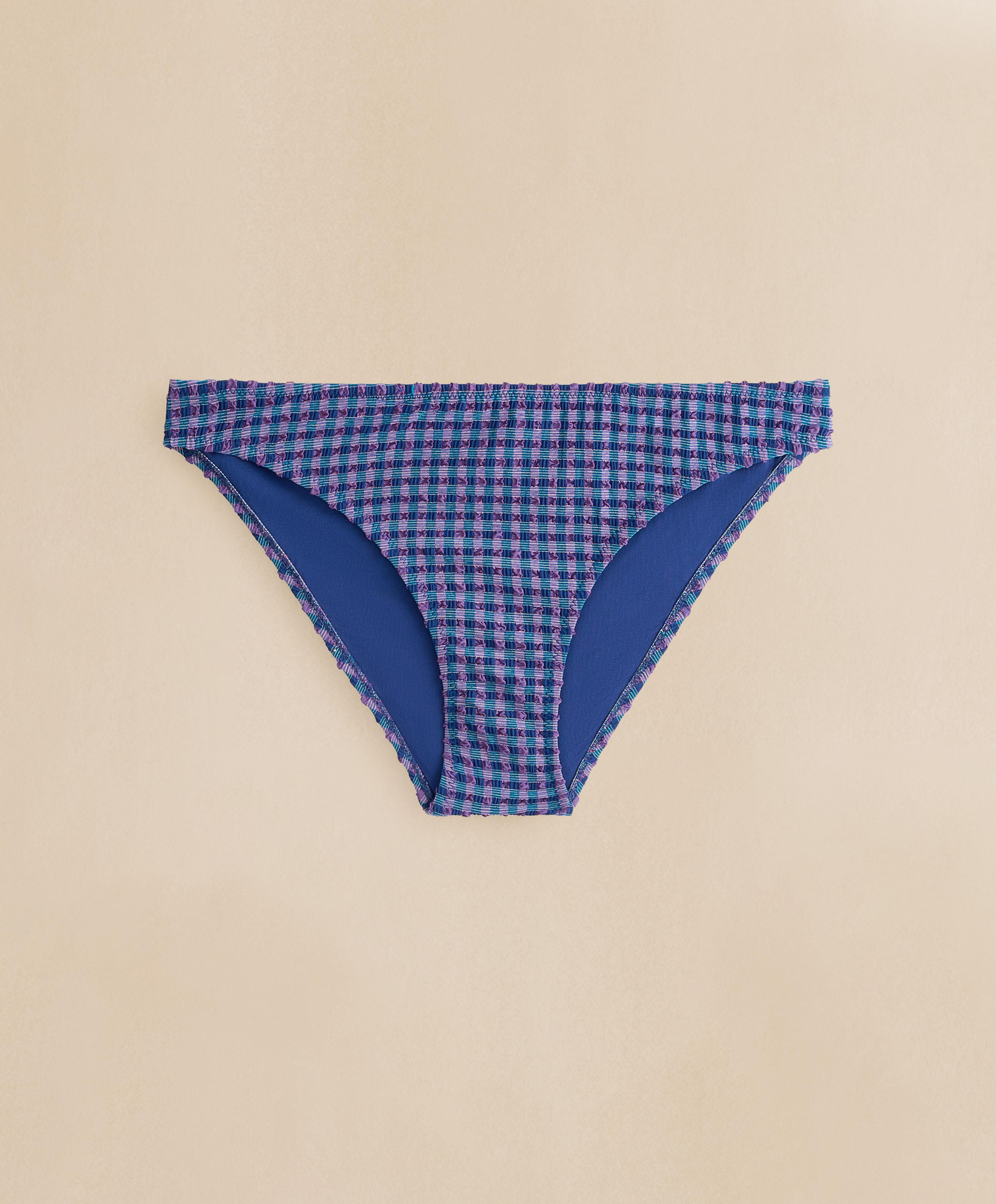 Gingham classic bikini briefs — NAVY BLUE