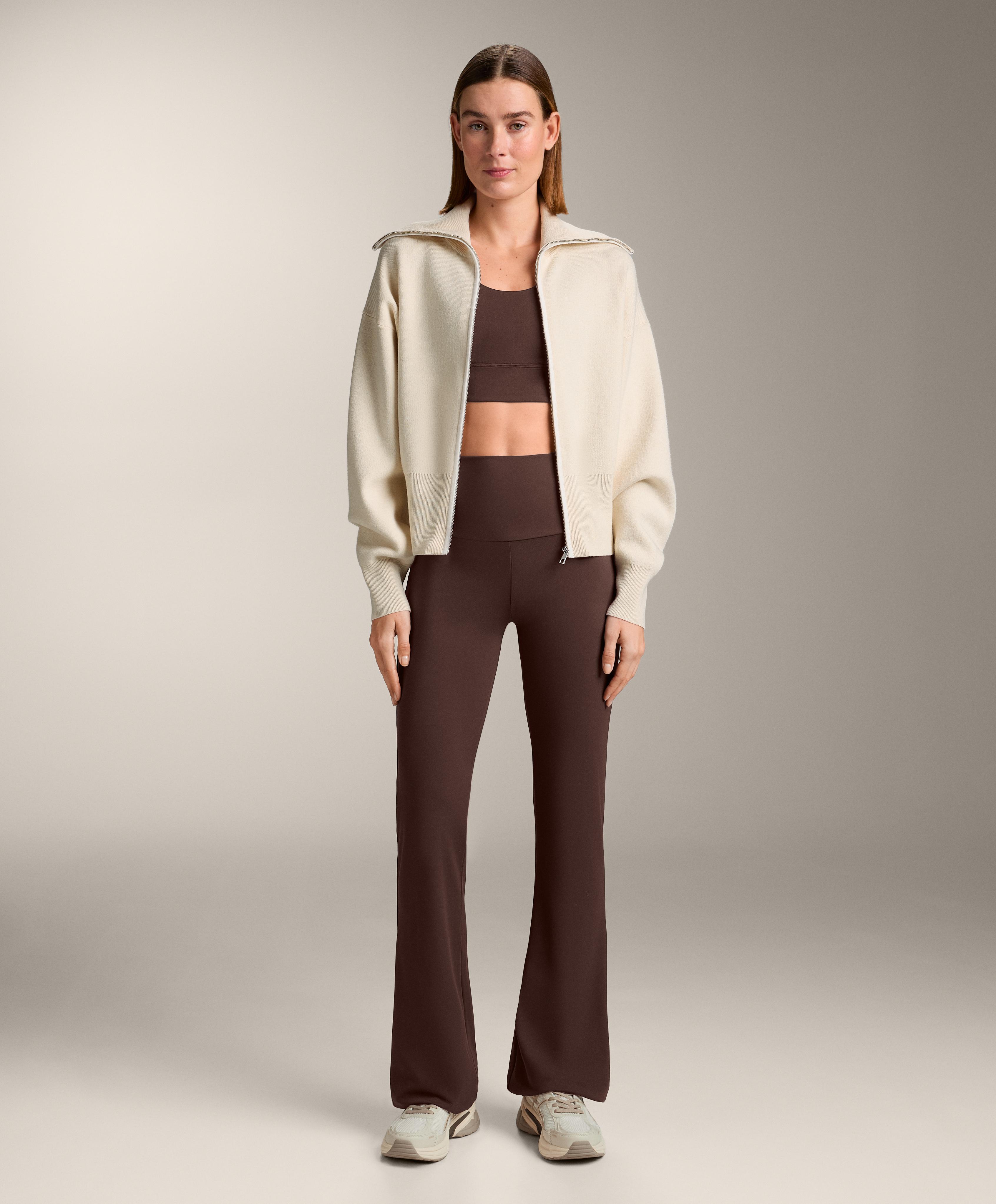 Contrast zip knit jacket — VANILLA