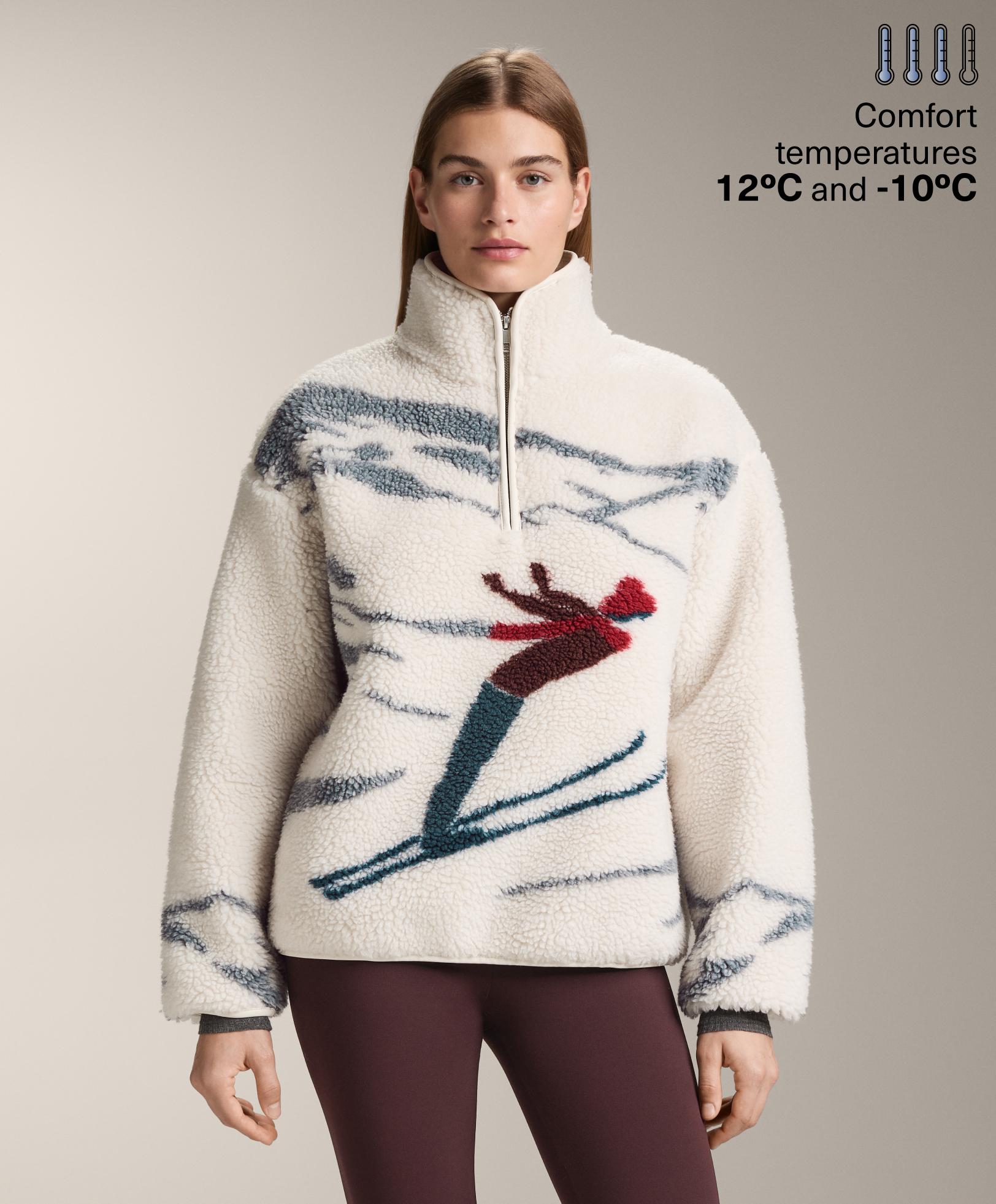 Jas van schapenvacht met halve rits voor skiërs Jas van schapenvacht met halve rits voor skiërs