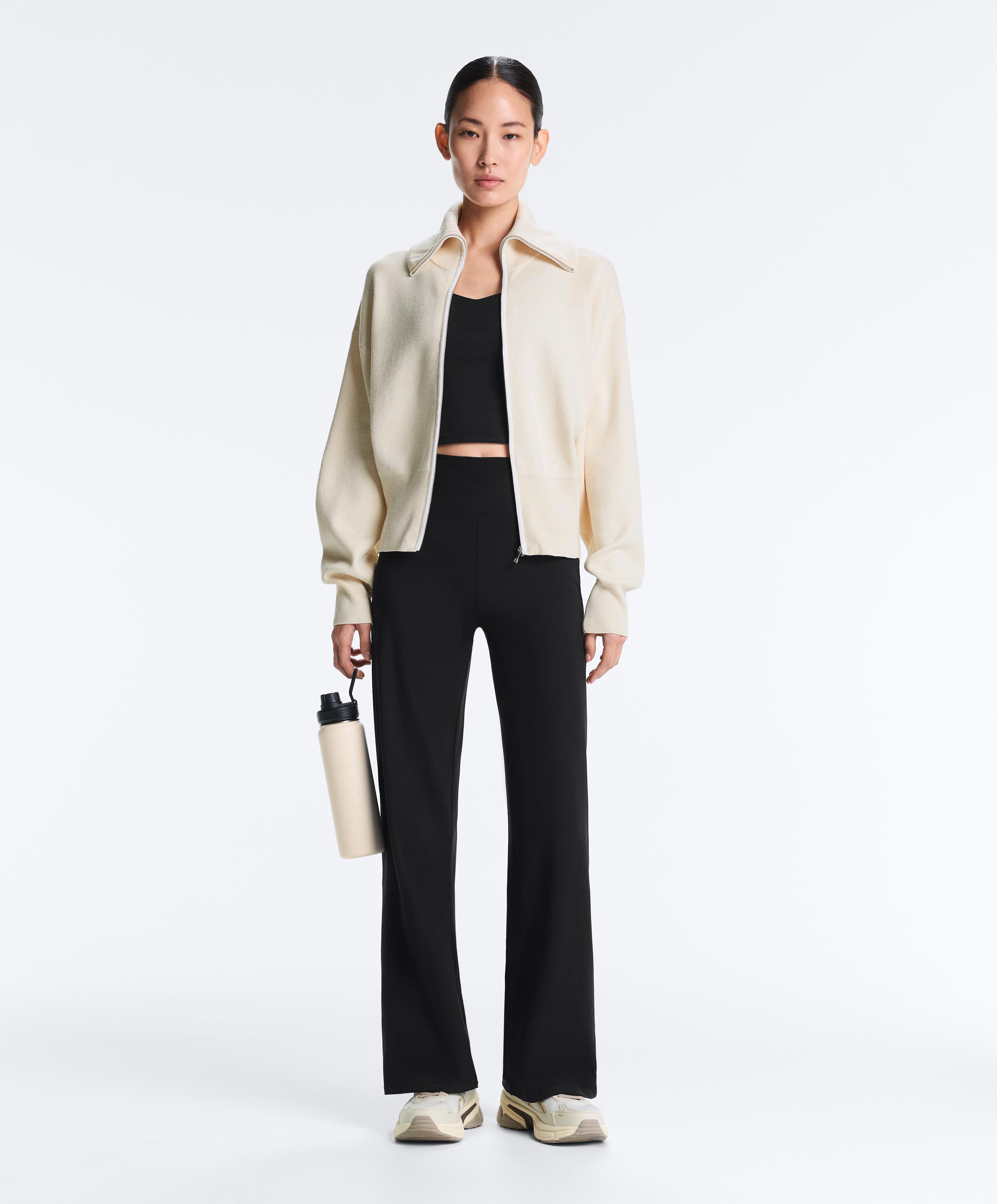 High-rise Comfortlux straight-leg trousers — BLACK