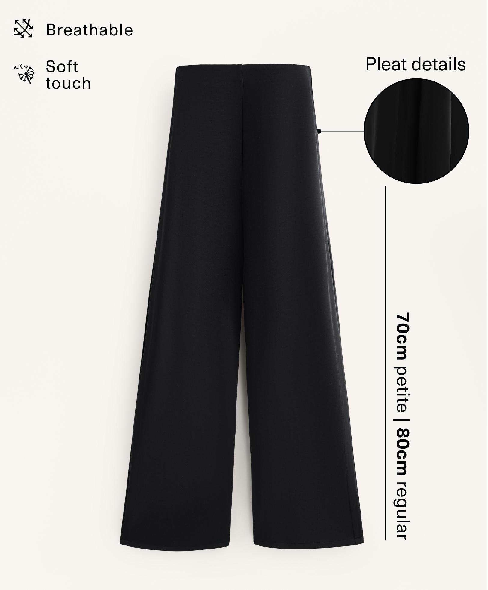 Pantalón wide leg pliegue lateral con modal tacto suave.