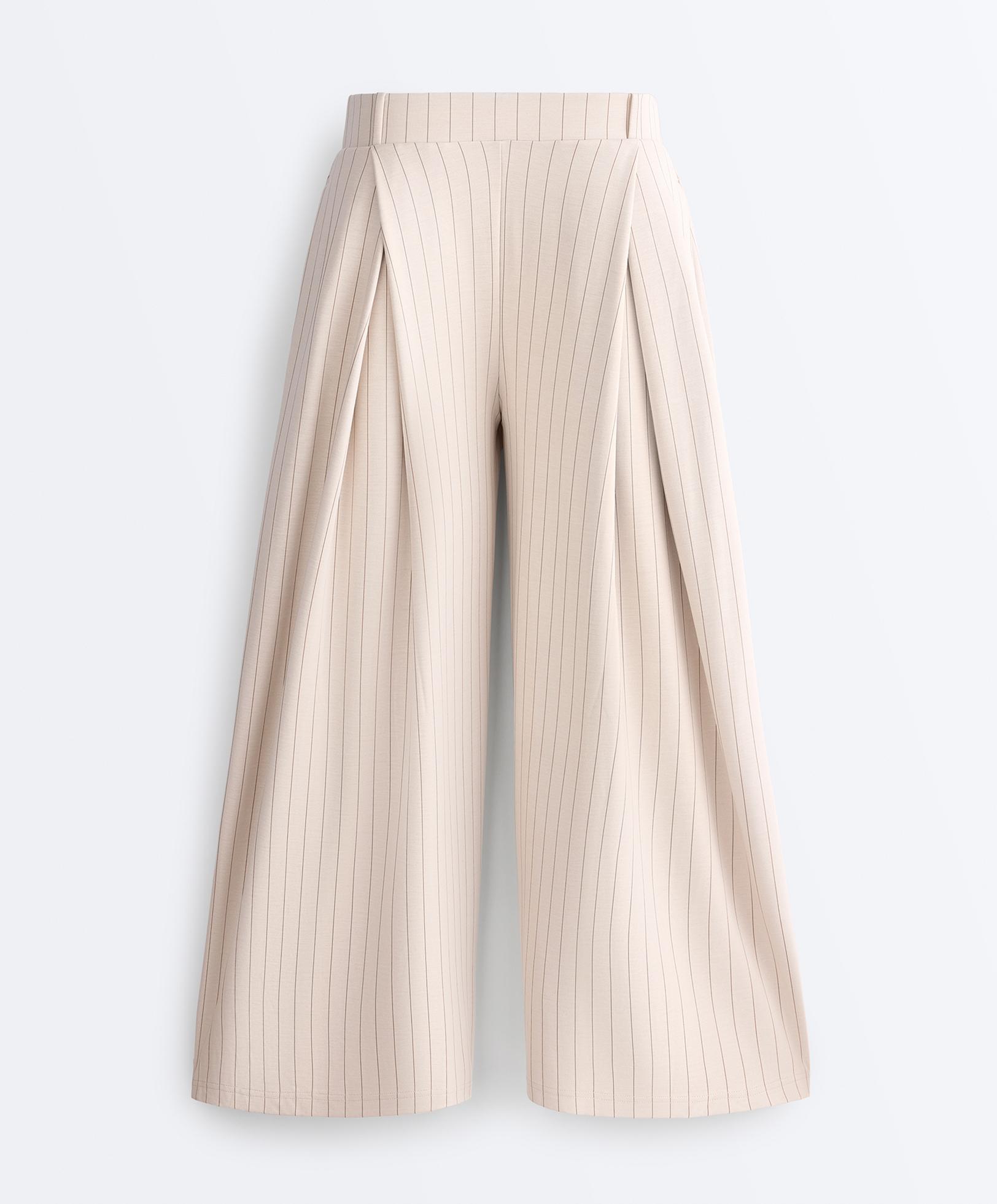 Wide-leg crop trousers with pleats and stripes — SANDY