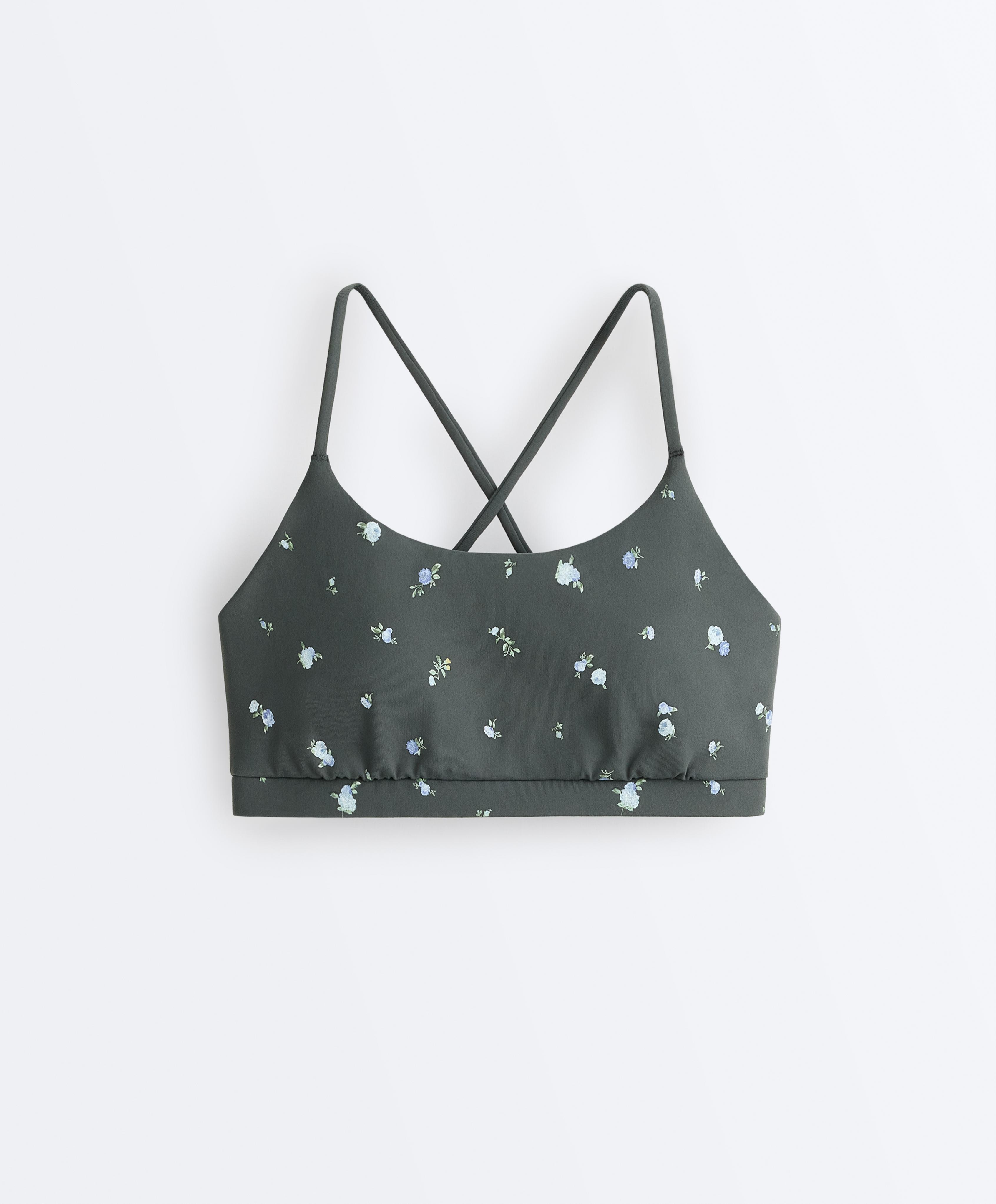 Evermove low-support floral sports bra — STEEL GREY