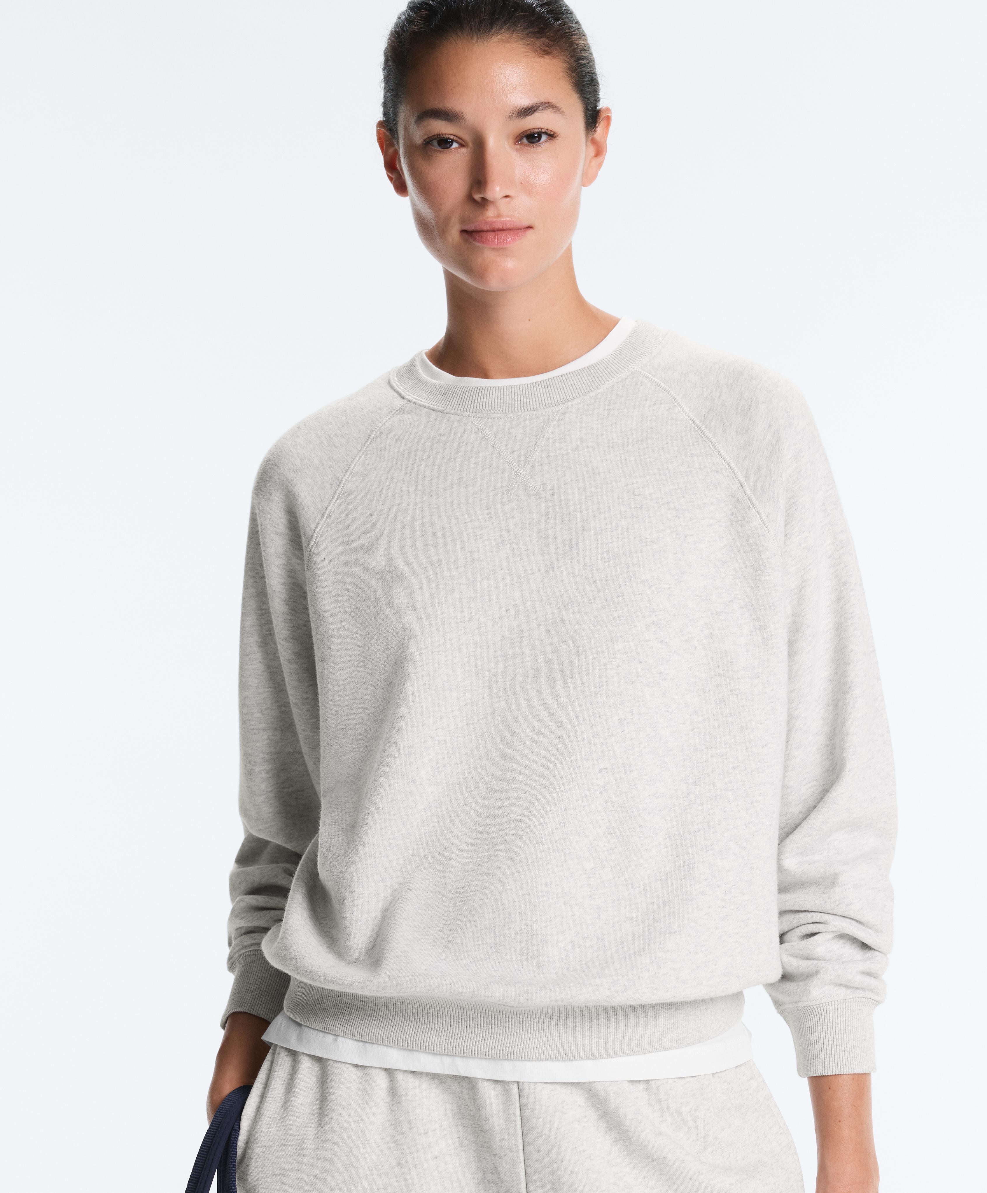 Yuvarlak yaka melanj pamuk karışımlı sweatshirt - Görsel 5