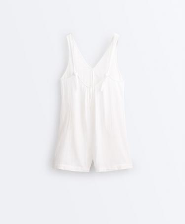 100% cotton gauze short jumpsuit — WHITE  9