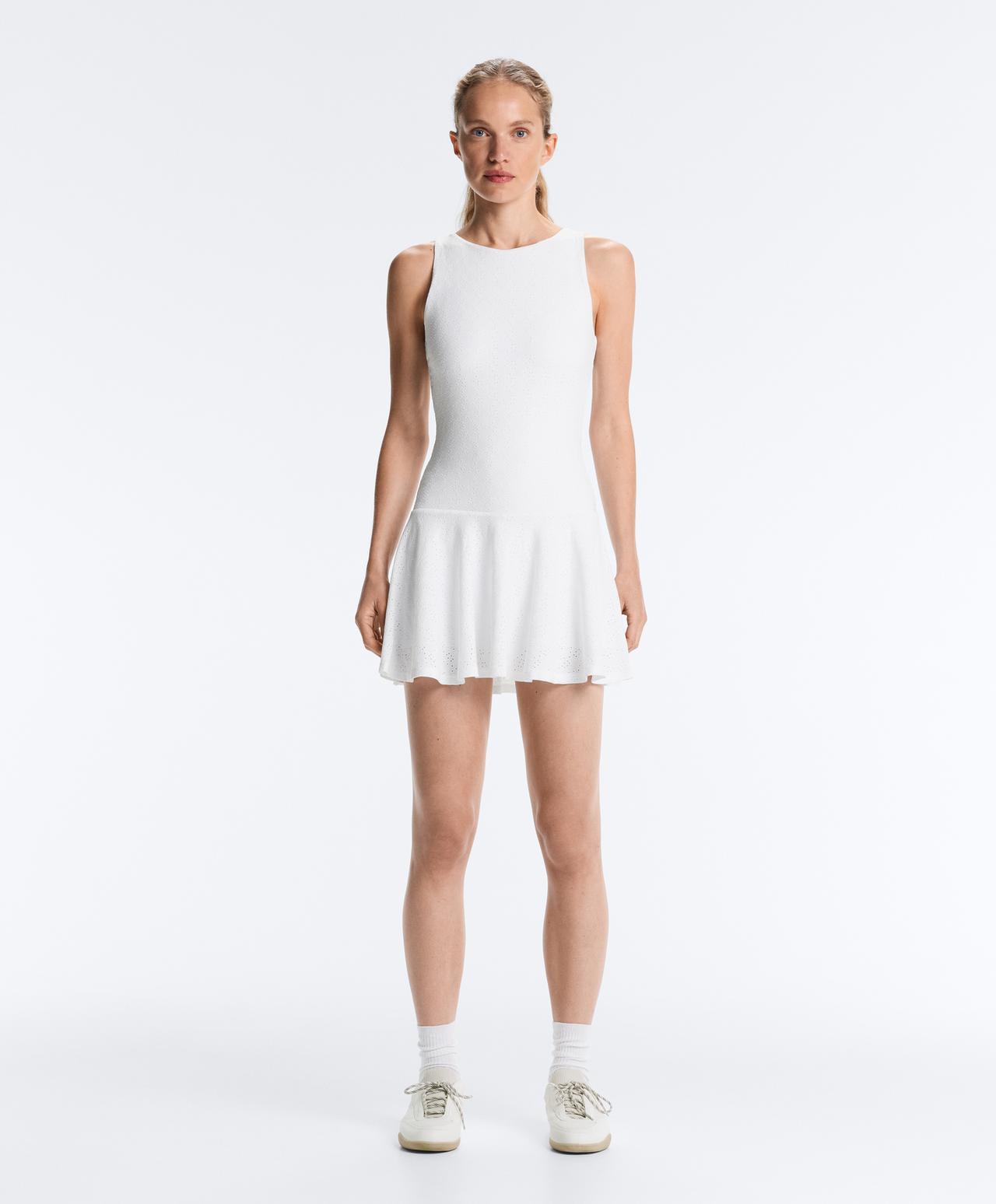 Embroidered Comfortlux short dress — WHITE